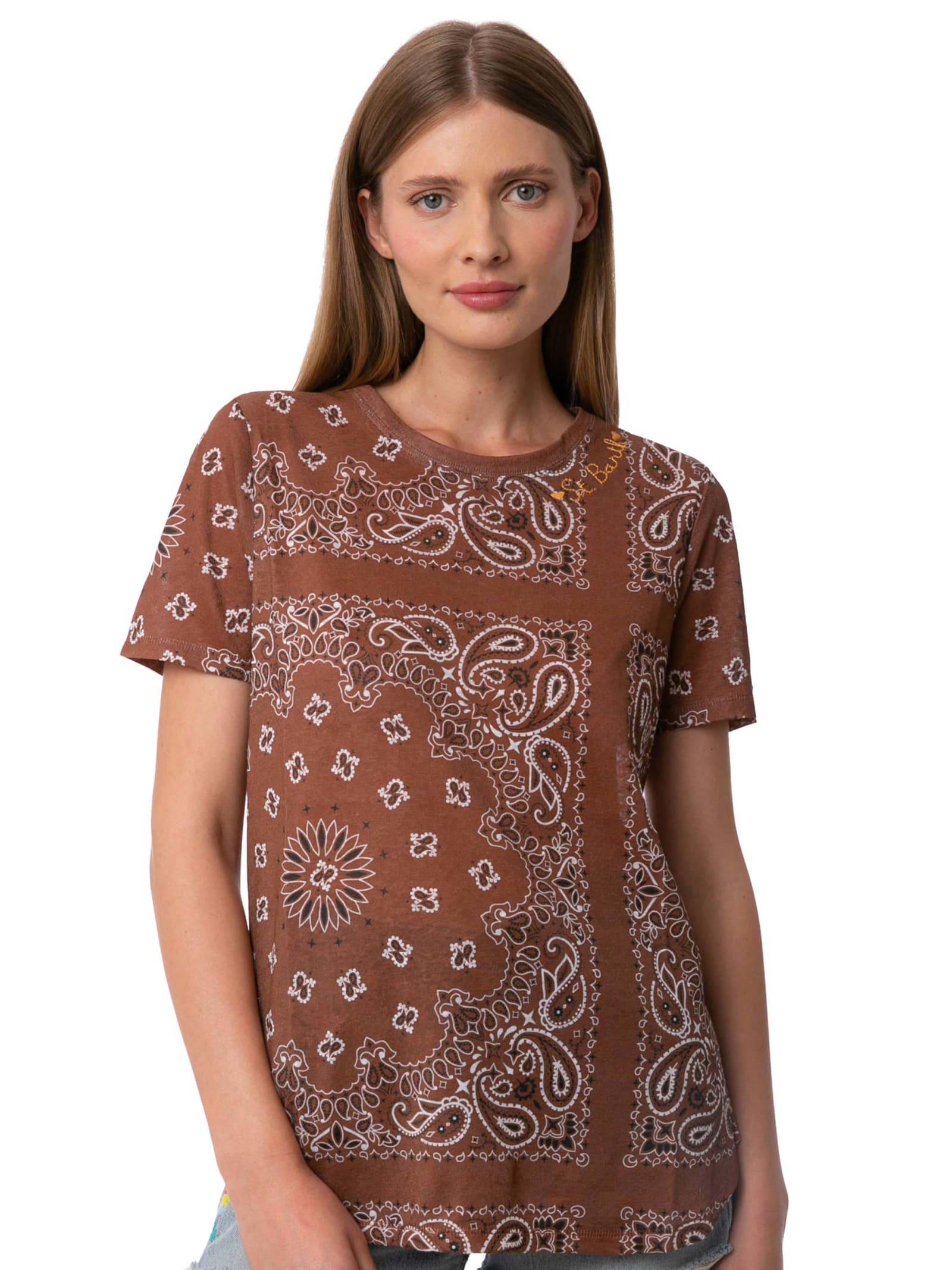 MC2 Saint Barth Woman Linen T-shirt With Bandanna Print