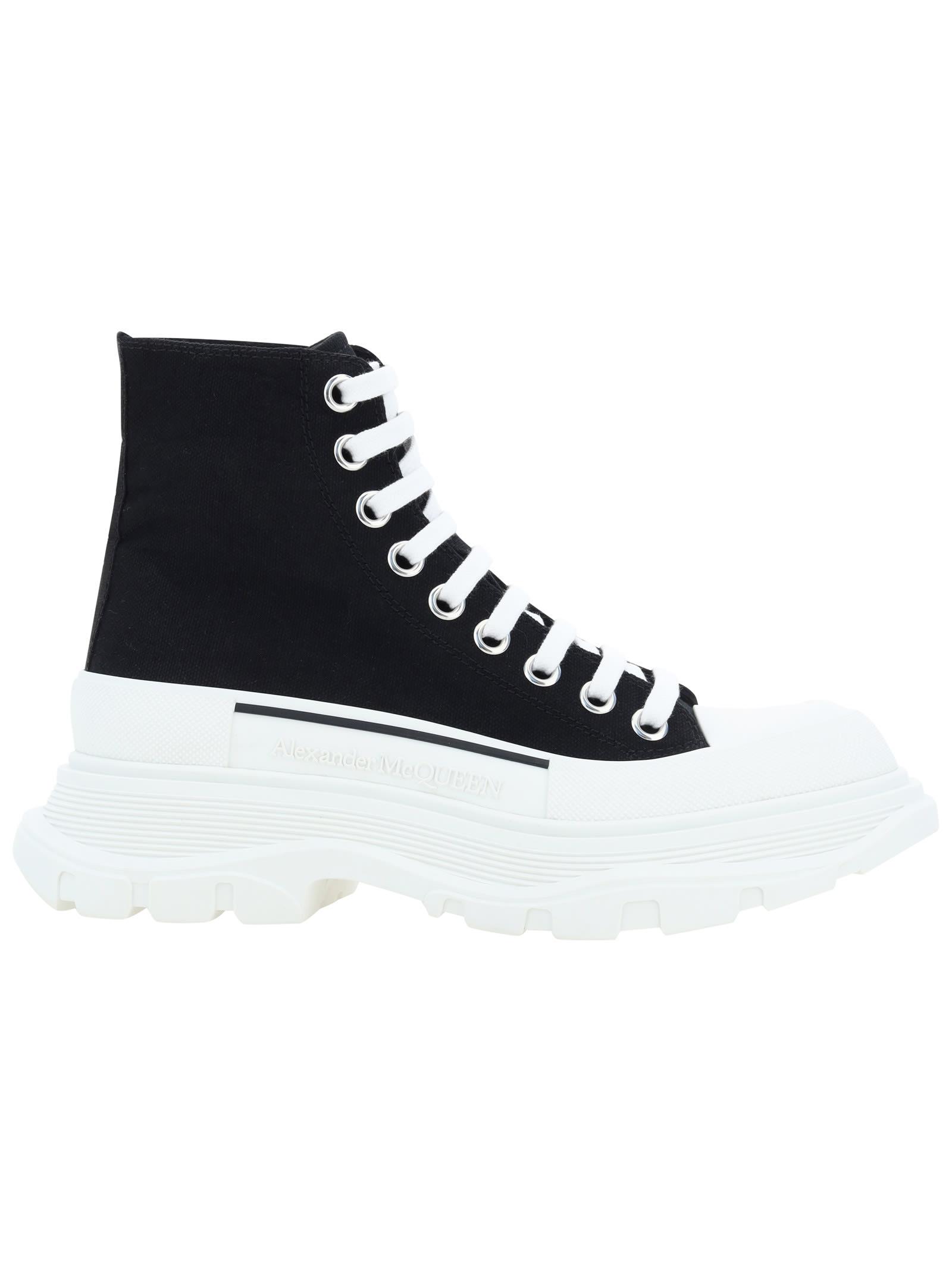 Alexander McQueen Tread Slick Sneakers and Ankle Boots in Black