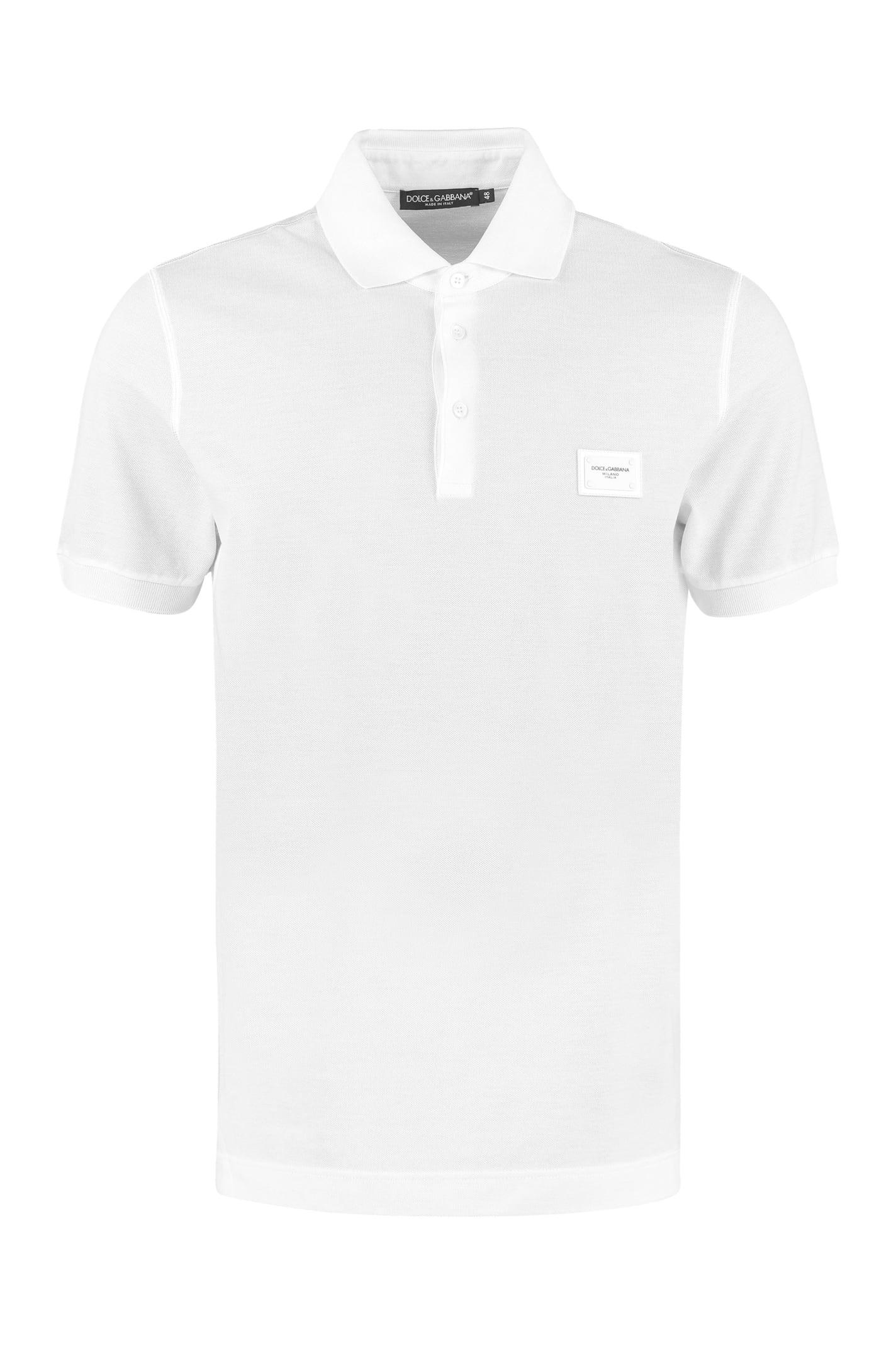 Dolce & Gabbana Cotton Pique Branded Plate Polo Shirt
