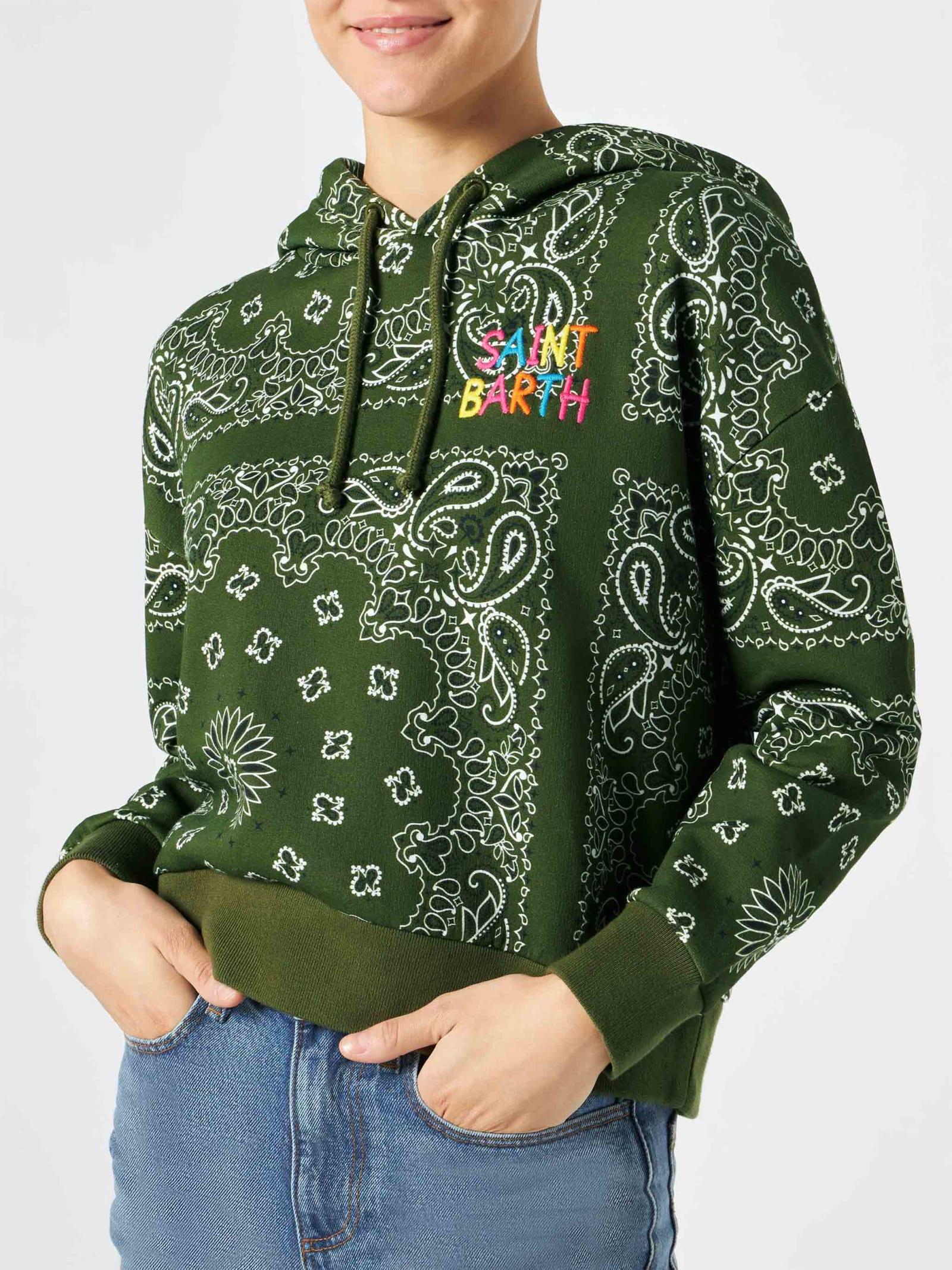 MC2 SAINT BARTH Hooded Fleece Sweatshirt With Bandanna Print