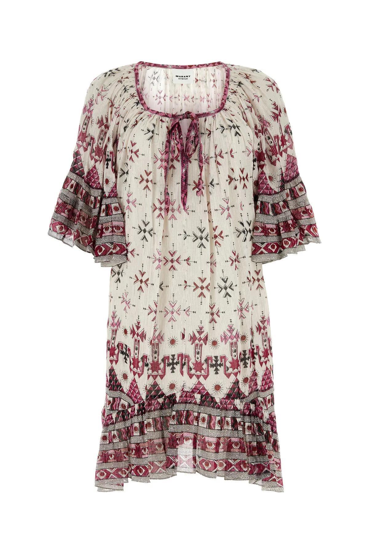 MARANT ETOILE Embroidered Cotton Loane Mini Dress
