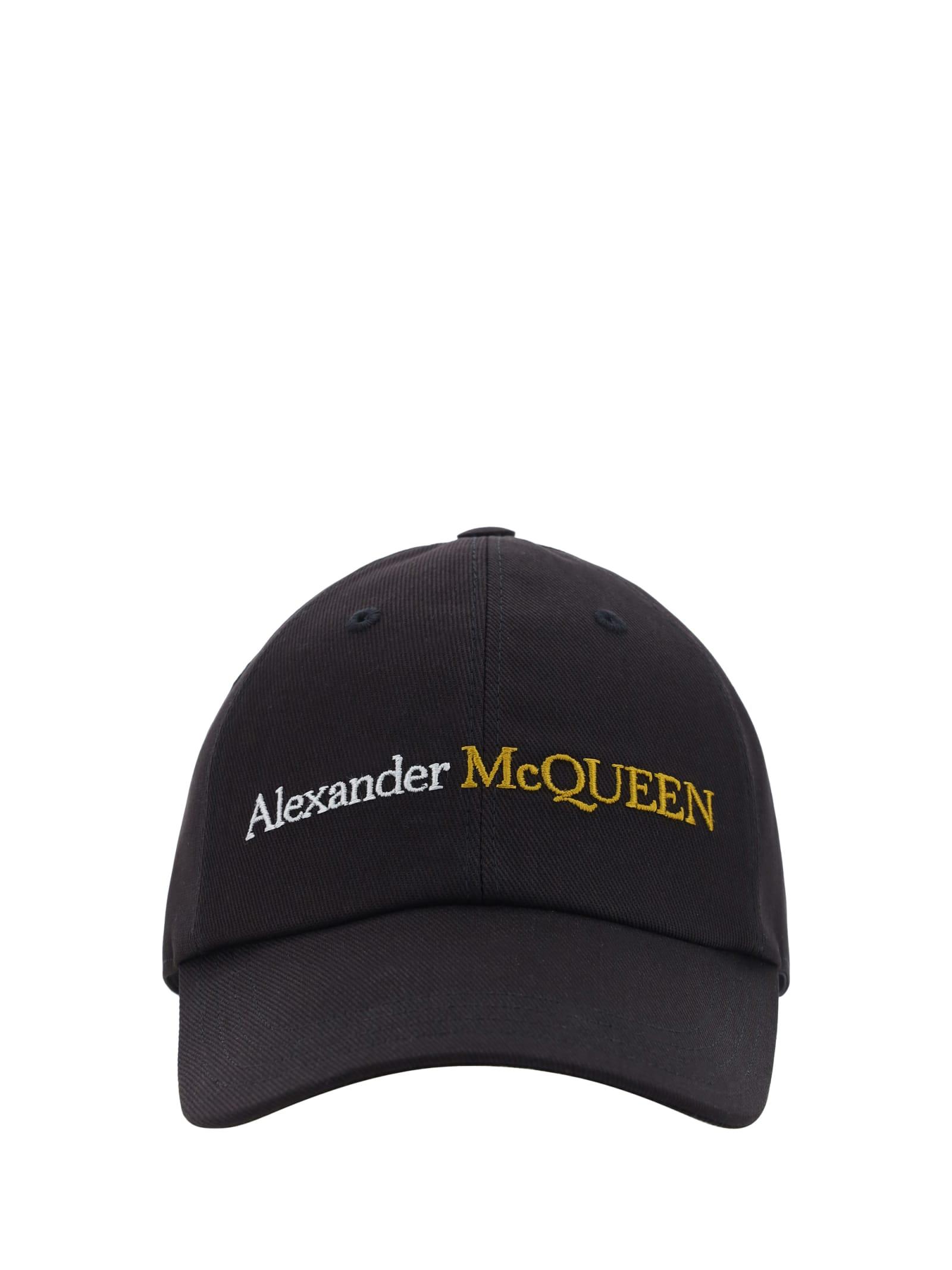 Alexander Mcqueen Men's Logo Baseball Cap and Classic Logo Bicolor Hat in Black