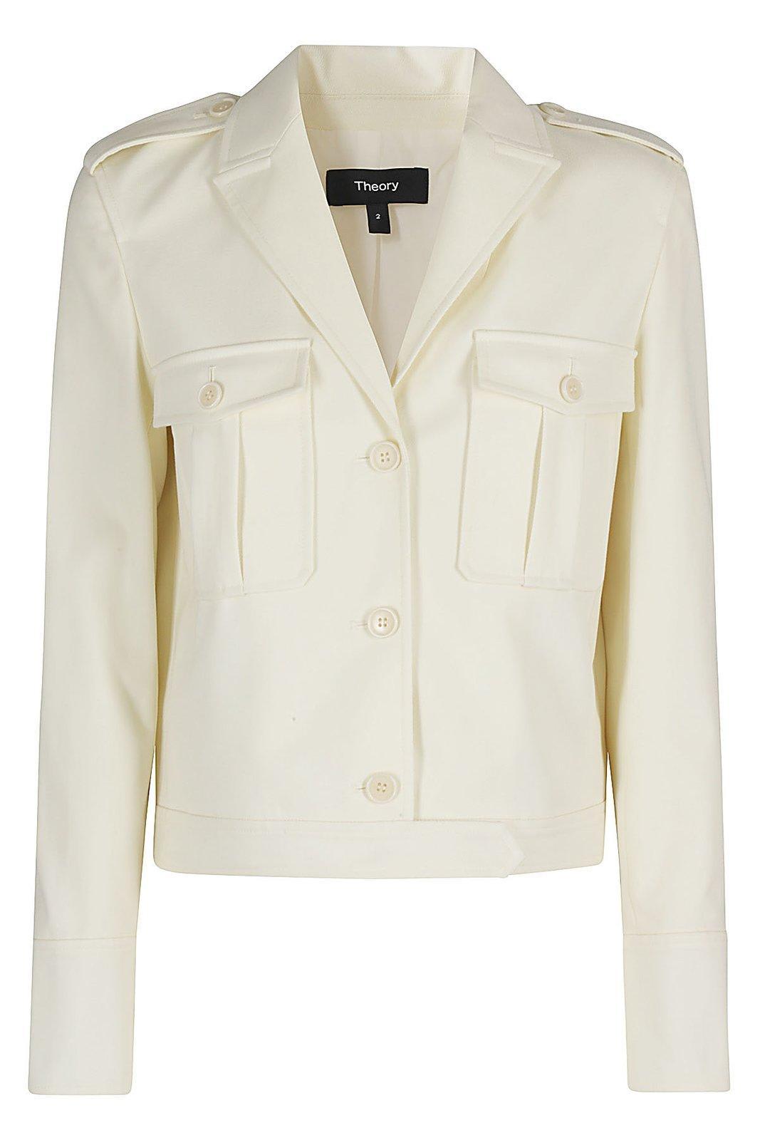 Theory Buttoned Straight Hem Cropped Jacket