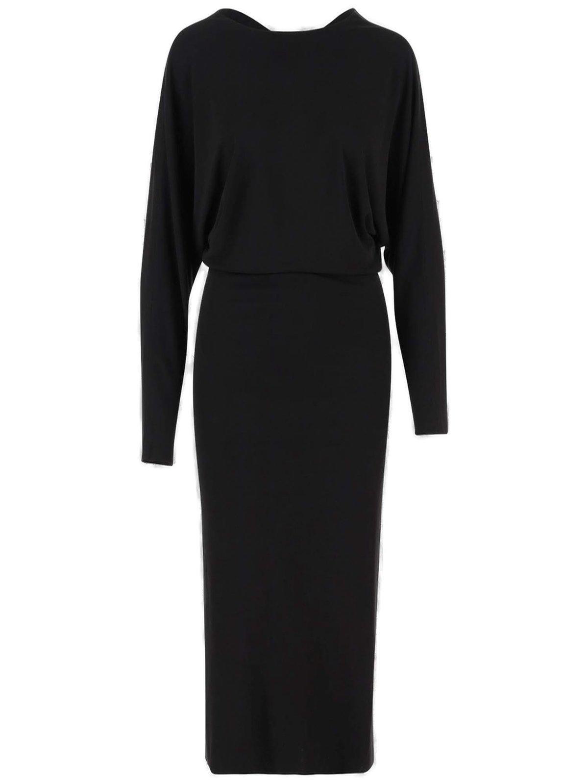 Khaite The Trina Long-sleeved Open-back Midi Dress
