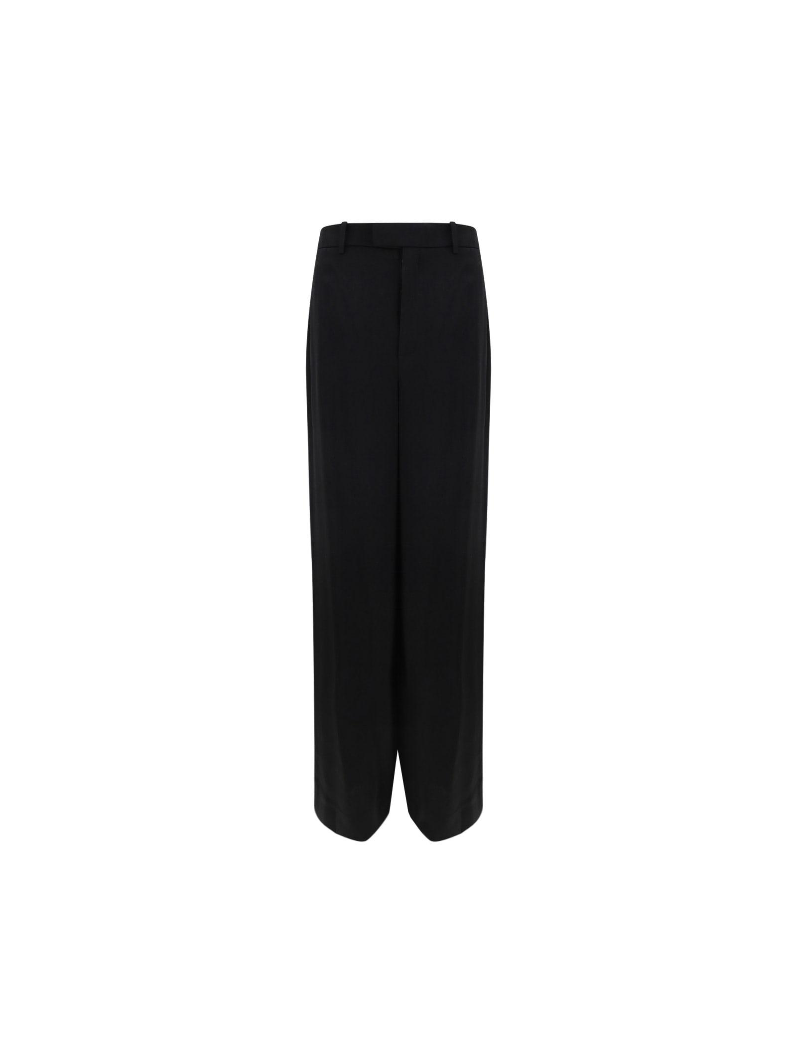 Saint Laurent Women's Satin Wide-Leg Pant and Loose Fit Pants in Black