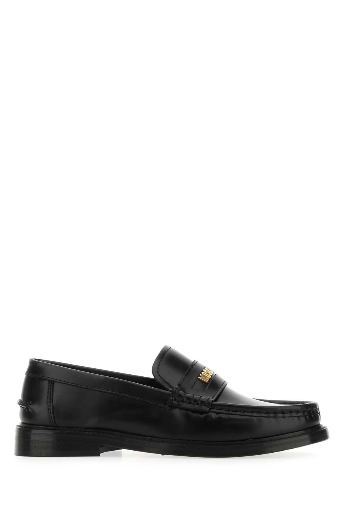 MOSCHINO Black Leather Loafers