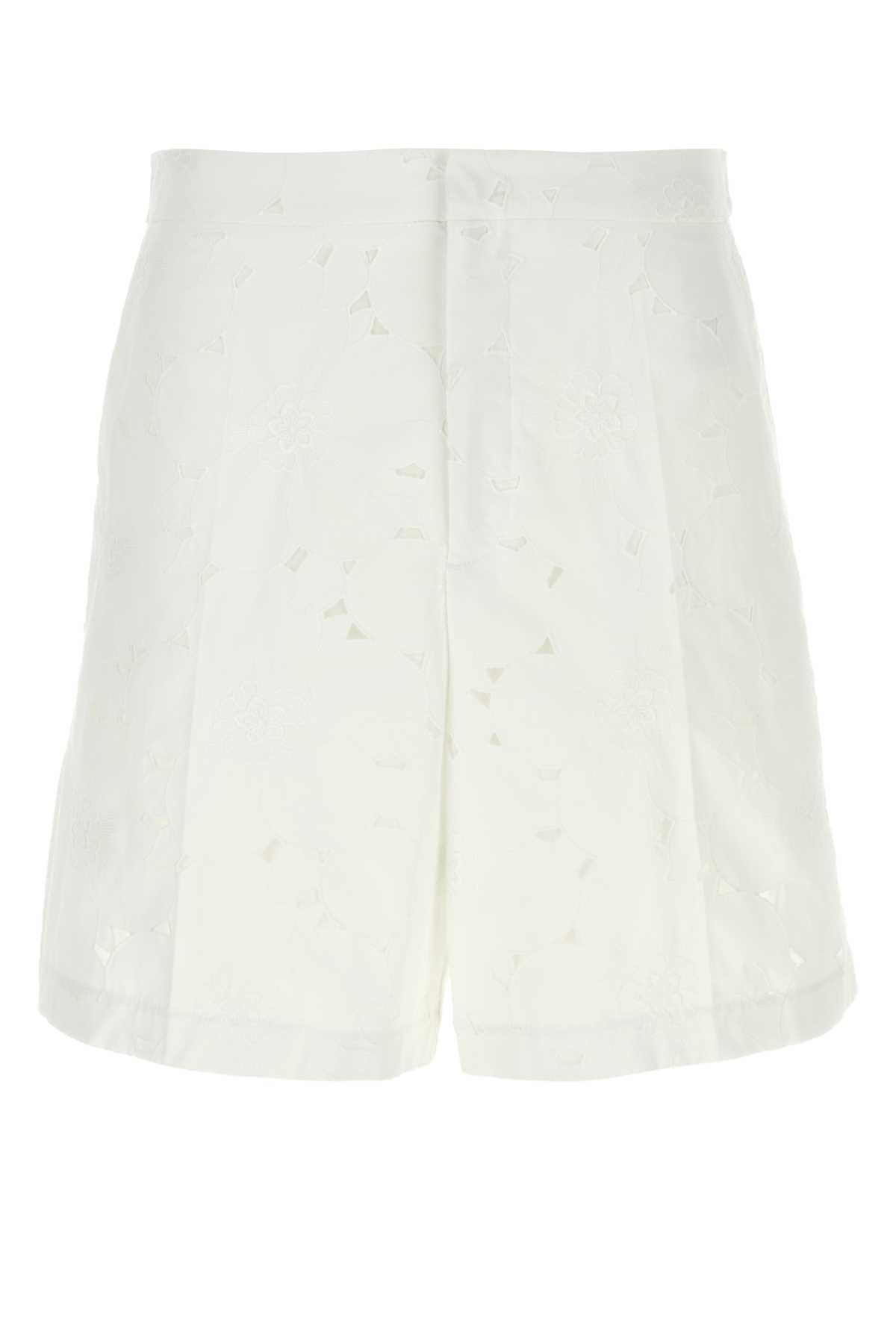 Valentino Garavani White Cotton Blend Bermuda Shorts