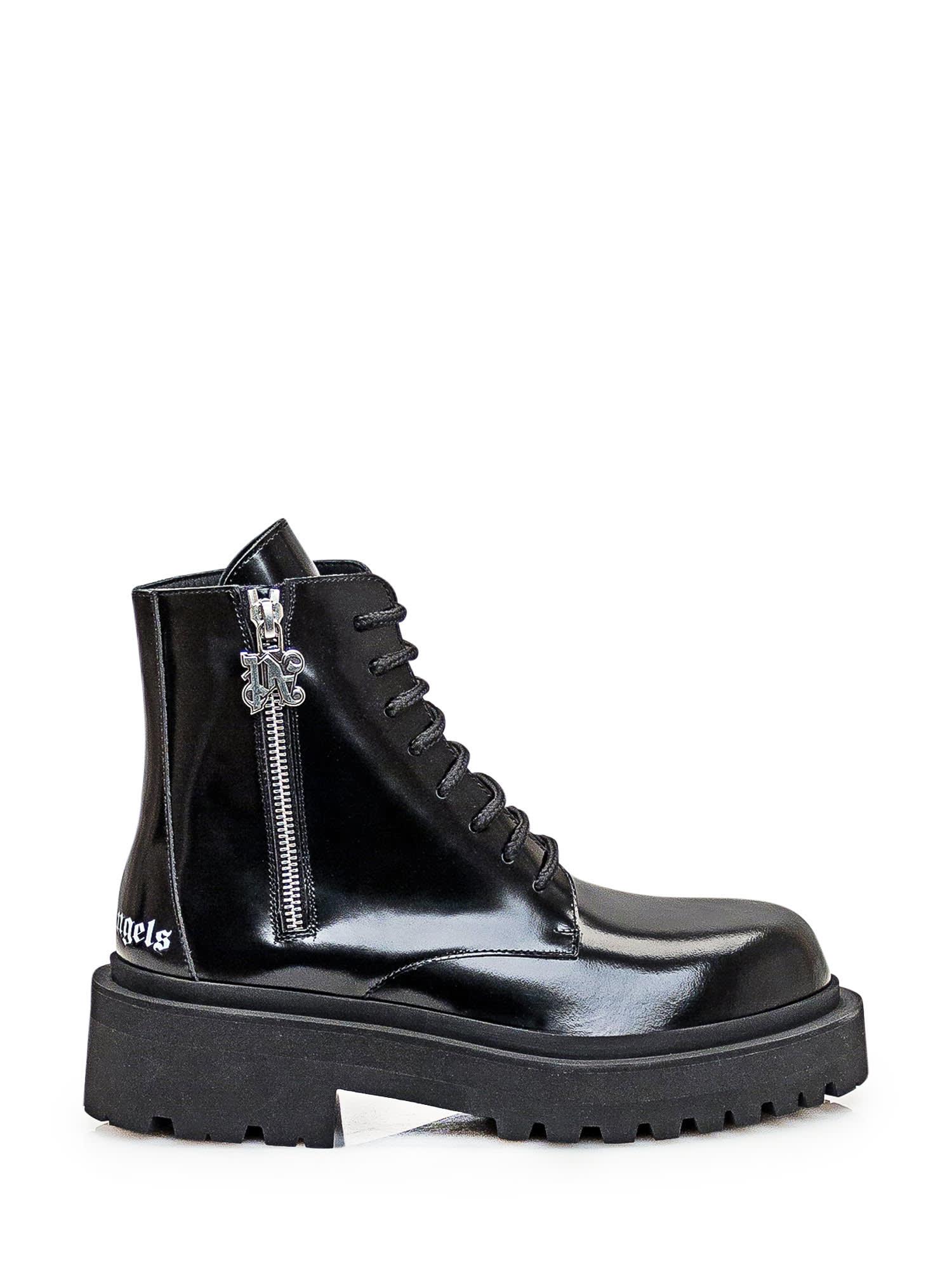 Palm Angels Black Leather Ankle Boots