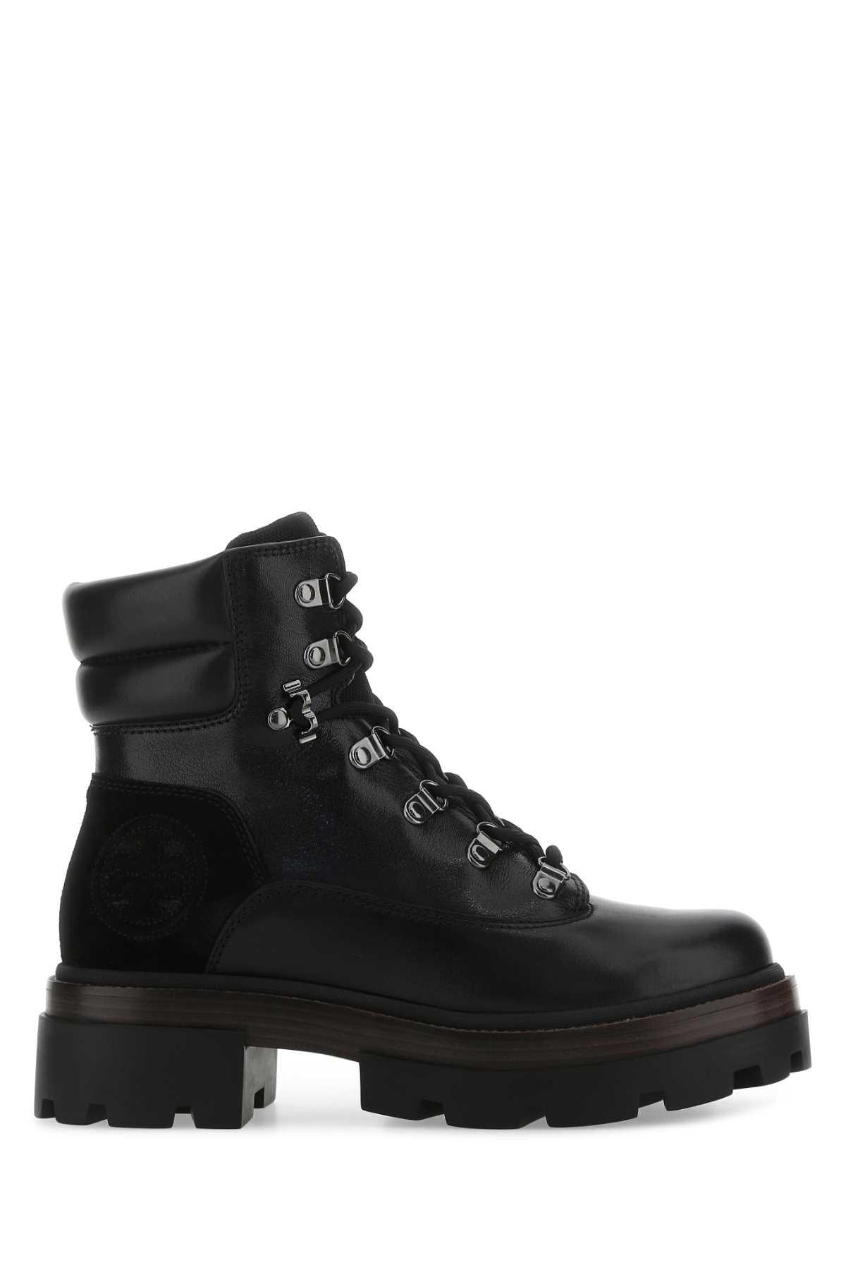 Tory Burch Black Leather Miller Ankle Boots