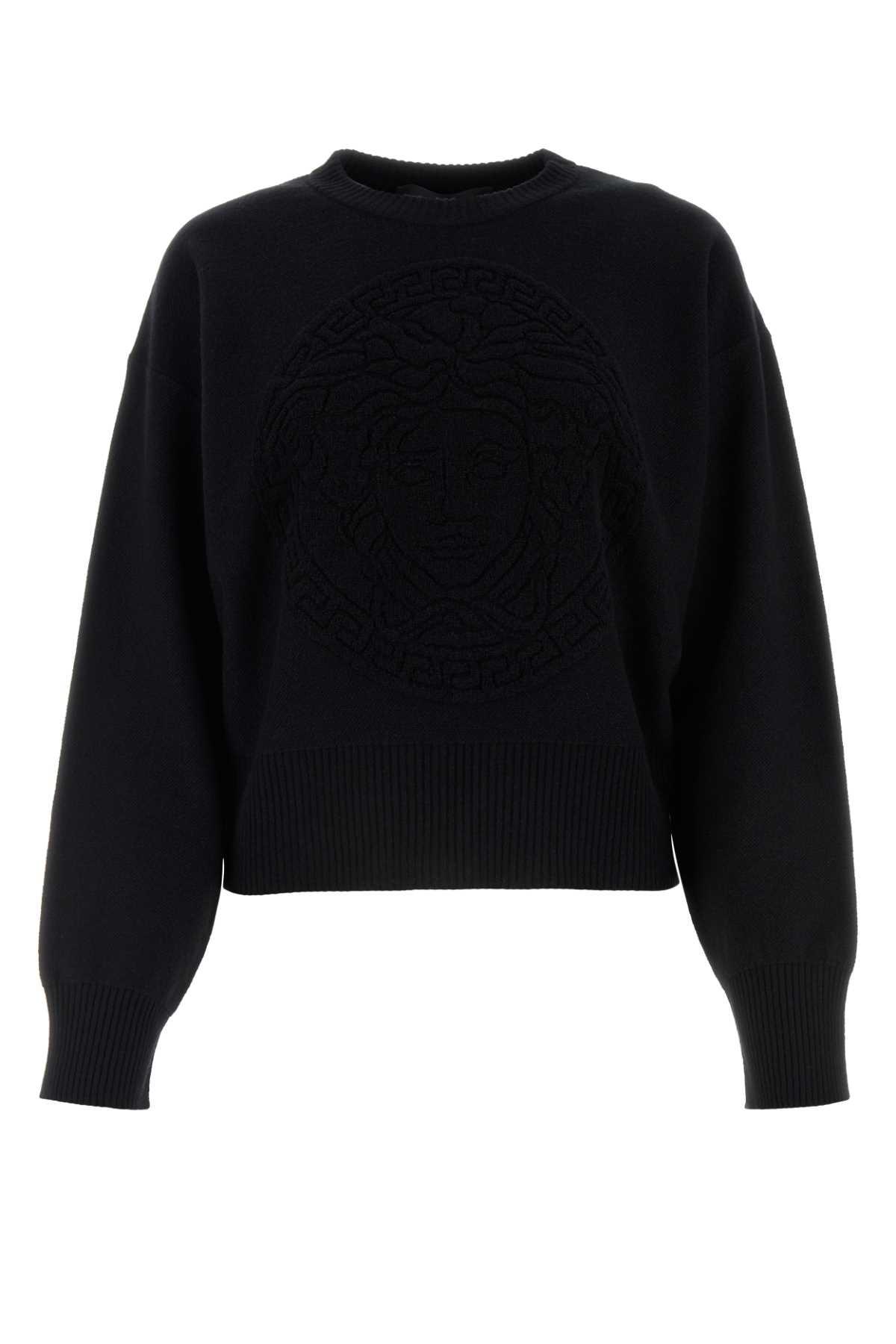 Versace Black Wool Blend Oversize Sweater