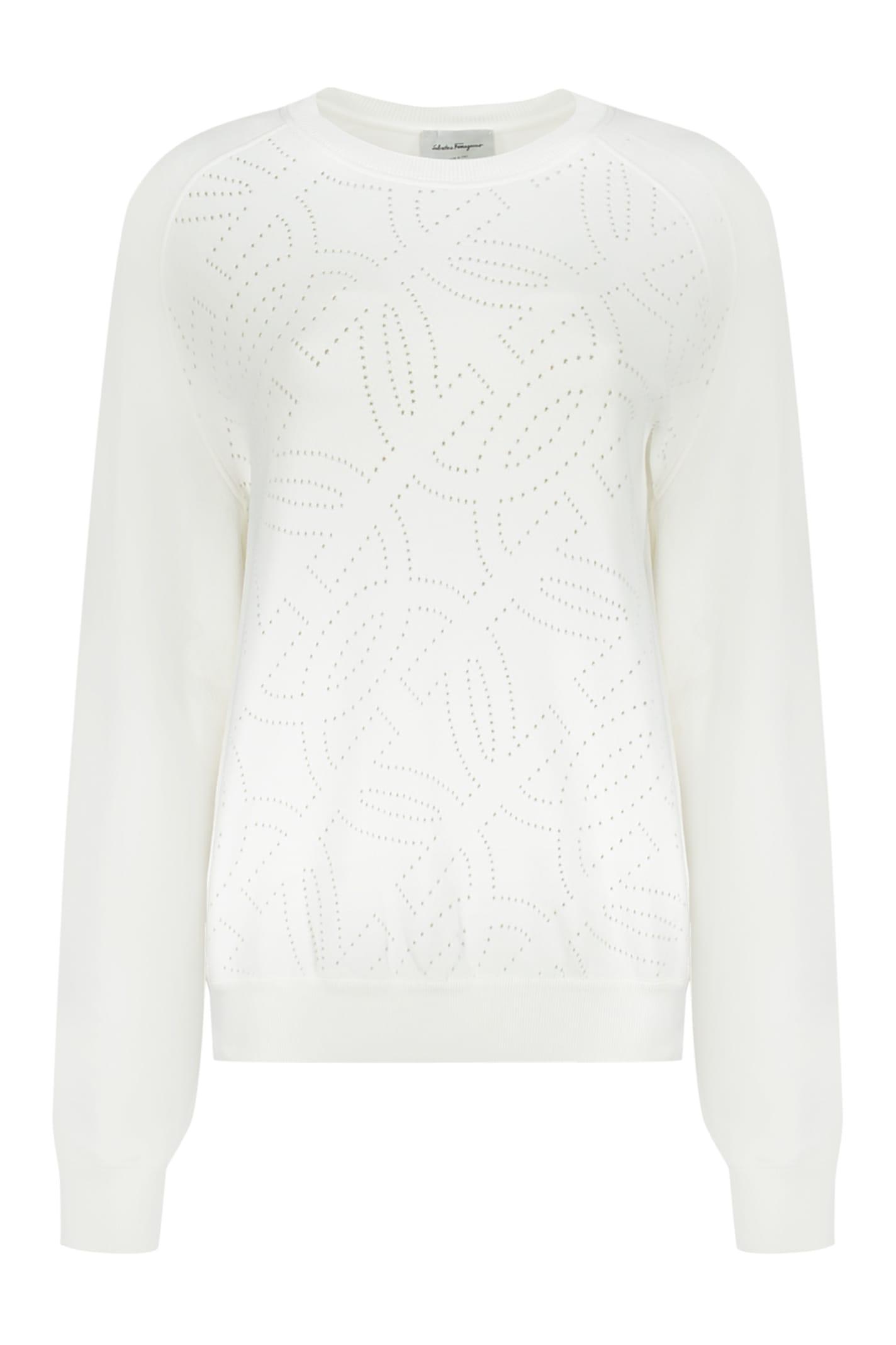 Ferragamo Long Sleeve Crew-neck Sweater