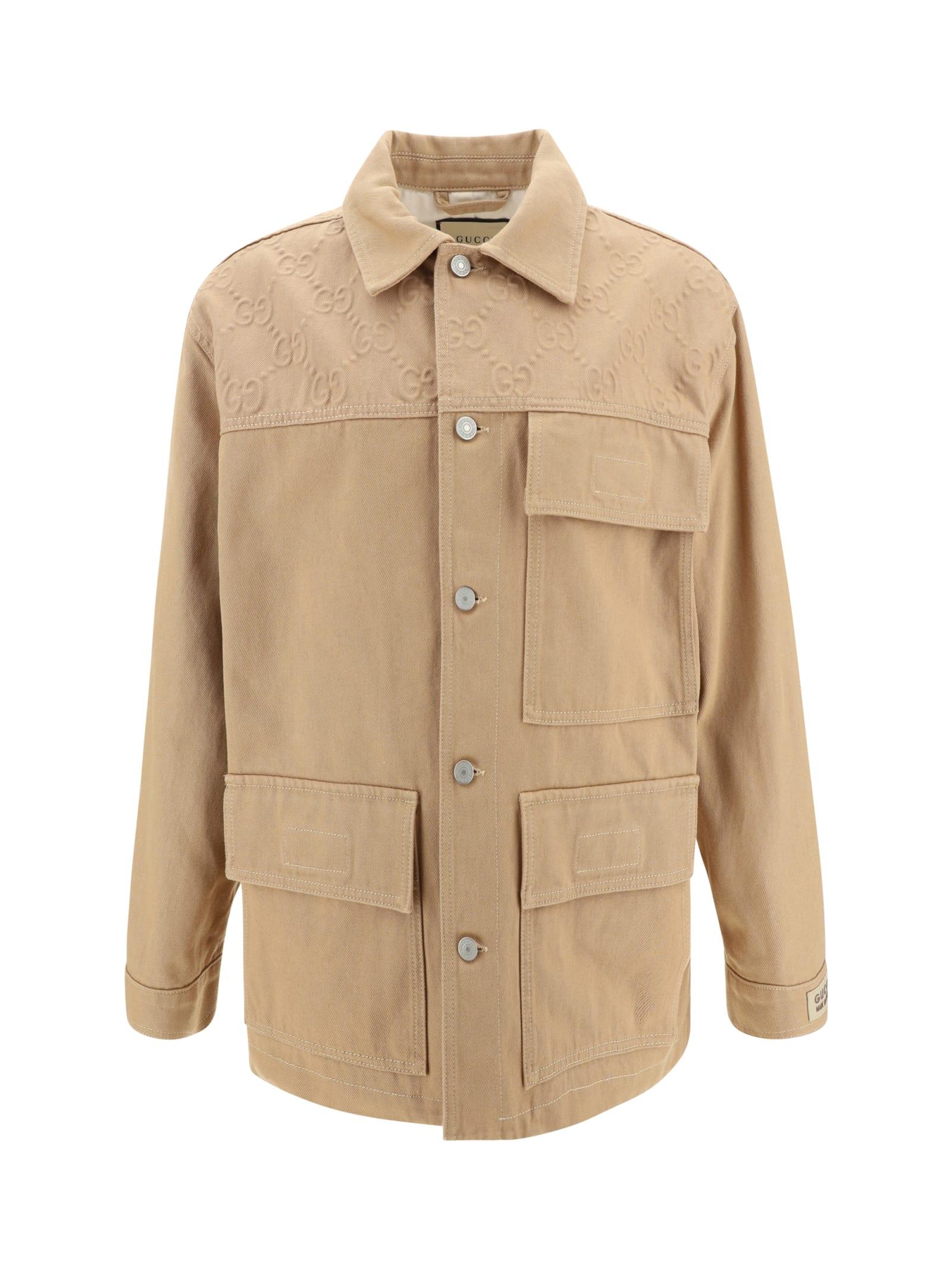 Gucci Women's Cotton Jacket in Camel and Denim Jacket
