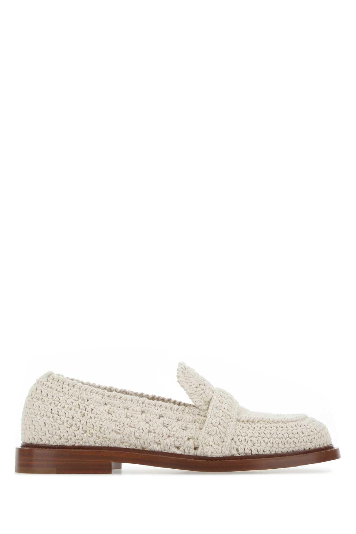 CHLOÉ Ivory Crochet Kalya Loafers