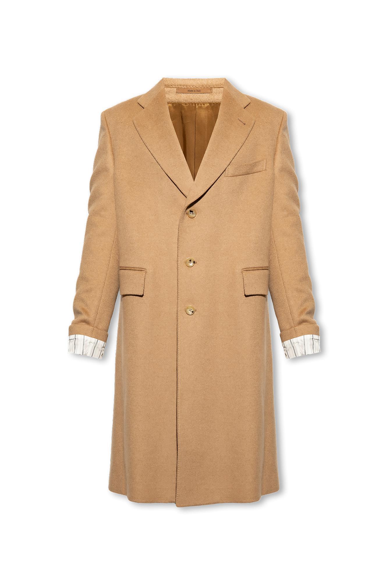 Gucci Camel Wool Coat and Men's Leather Single Breasted Coat