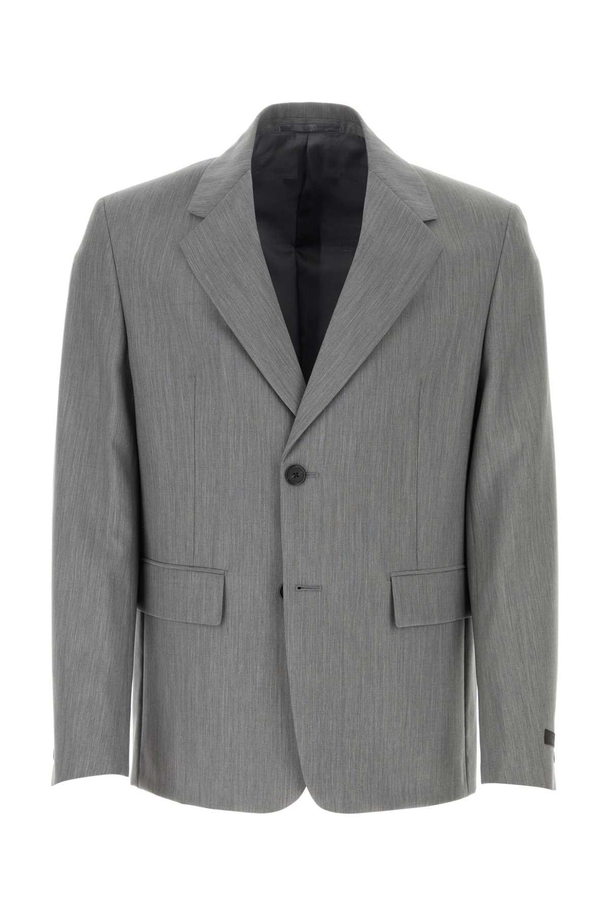 Prada Melange Grey Wool Blend Blazer