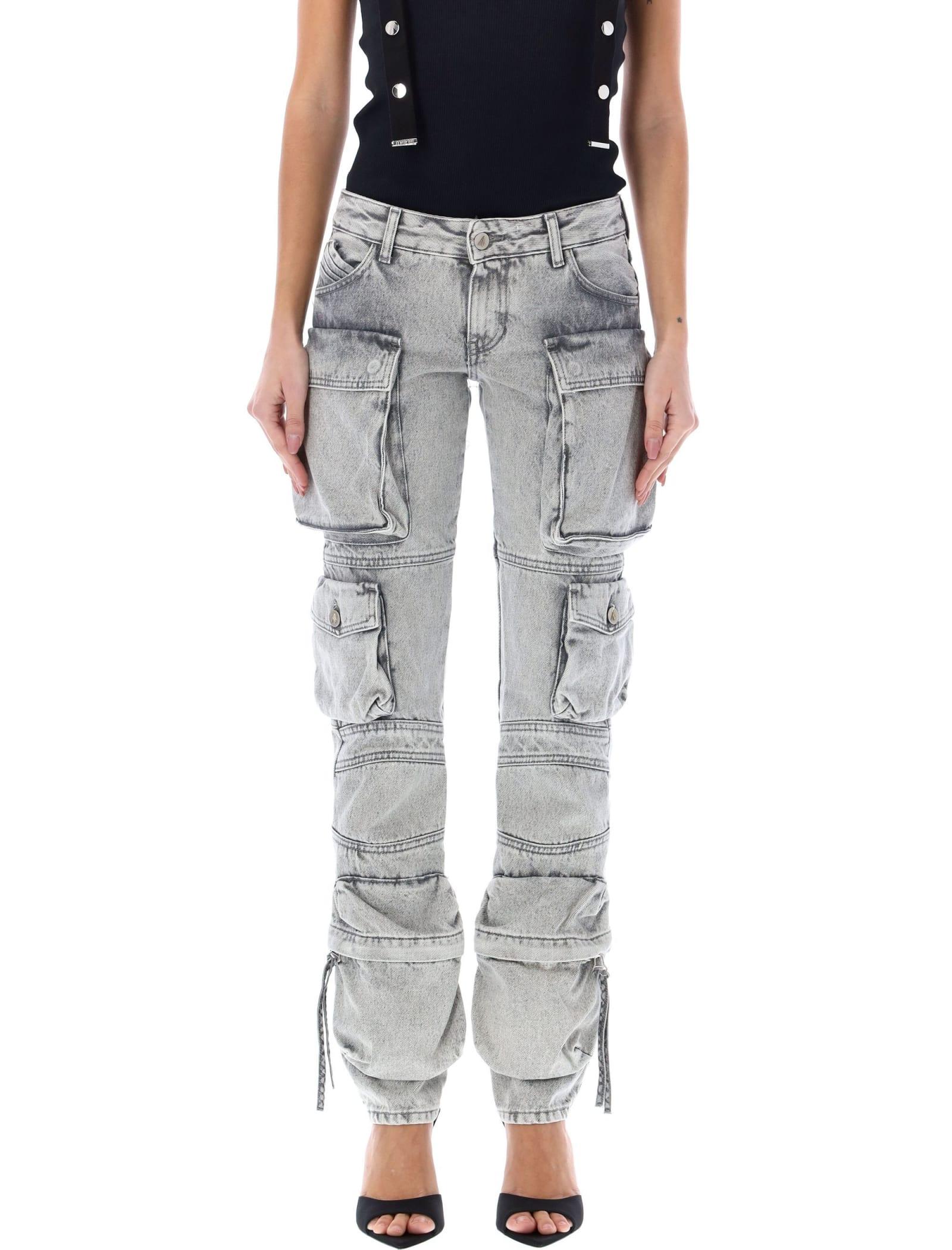 The Attico Women's Light Cotton Denim Trousers in Grey
