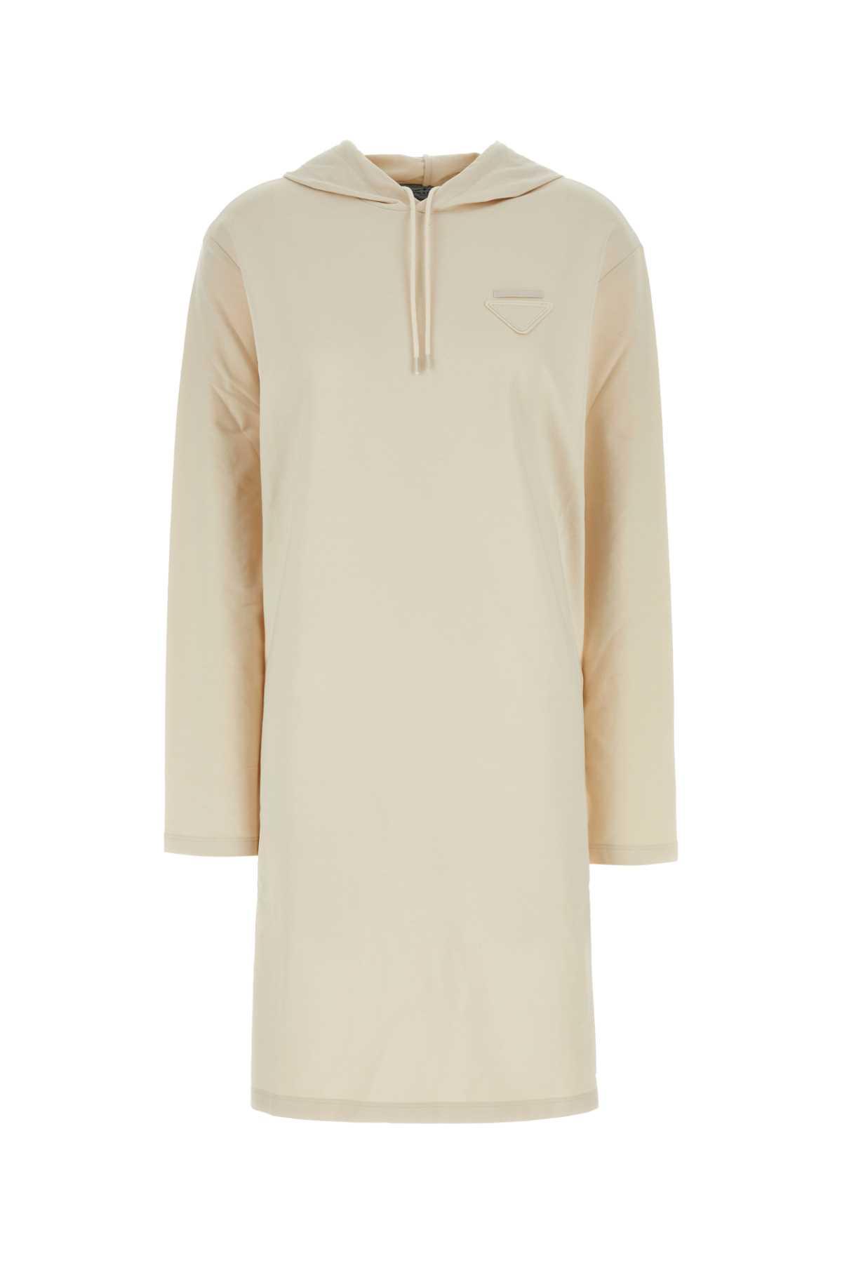 Prada Cream Stretch Cotton Sweatshirt Dress