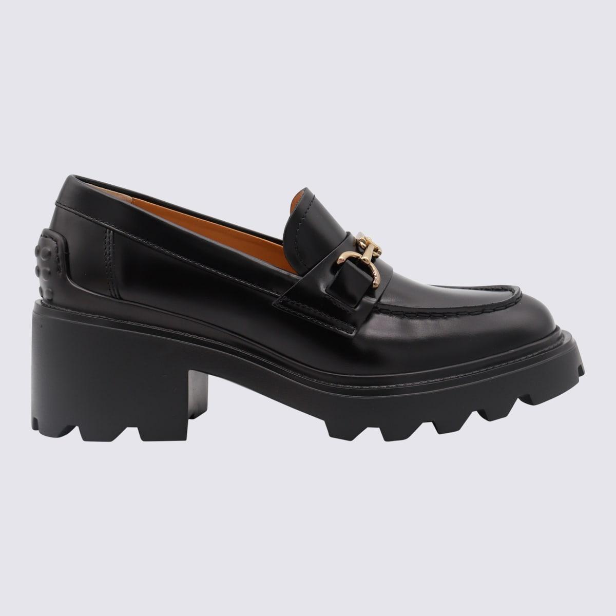 Tod's Women's Leather Moccasin With Carrarmato Bottom Loafer in Black