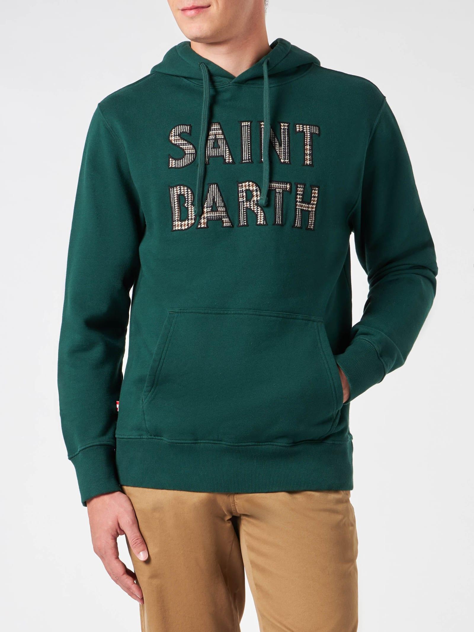 MC2 Saint Barth Man Green Hoodie With Saint Barth Patch