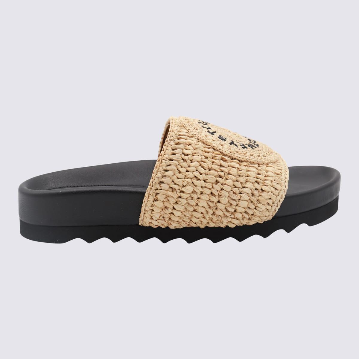 Stella McCartney Raffia Elyse Slippers Sandal in Beige O Tan