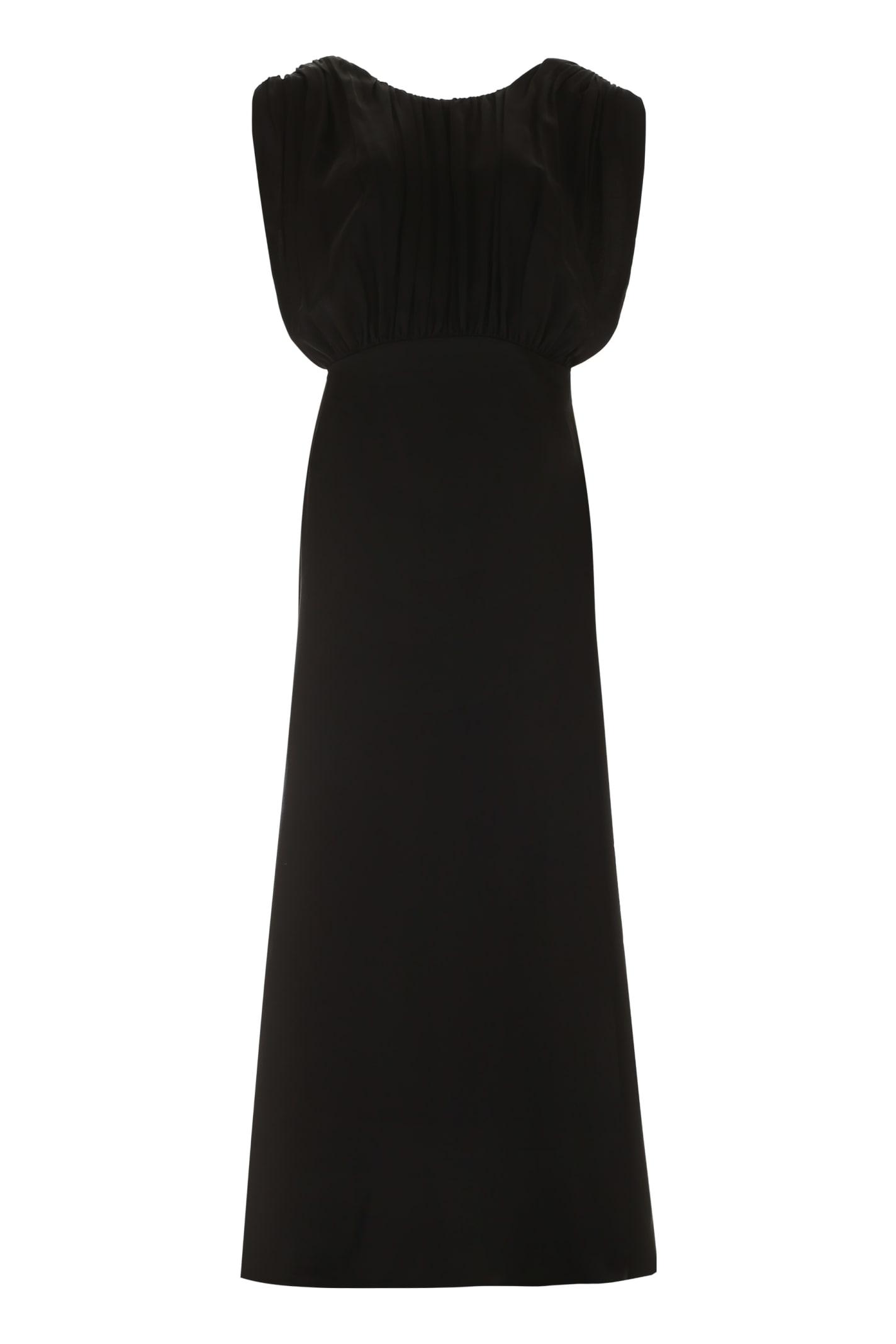 Jil Sander Women's Long Dress With Black Ruffles and Sleeveless Dress in Black