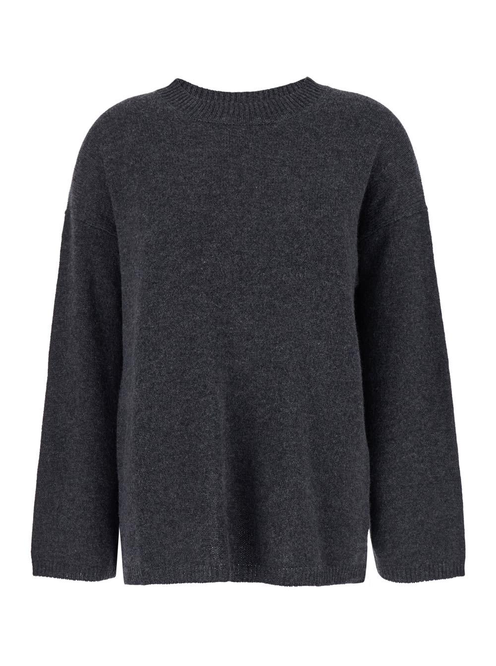 Allude Grey Relaxed Crewneck Sweater in Cashmere for Women