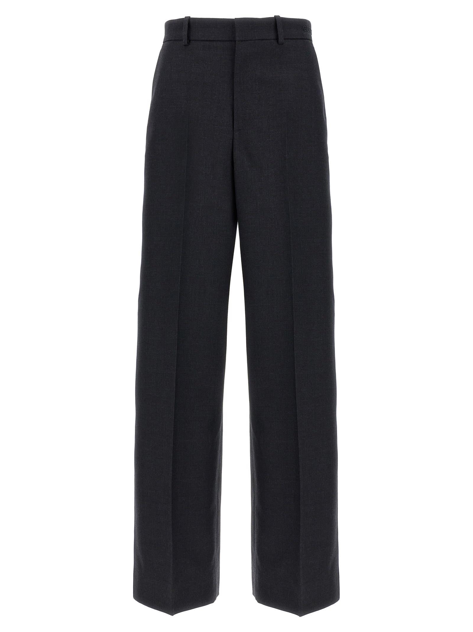 Gucci Women's Wool Trousers with Logo Embroidery