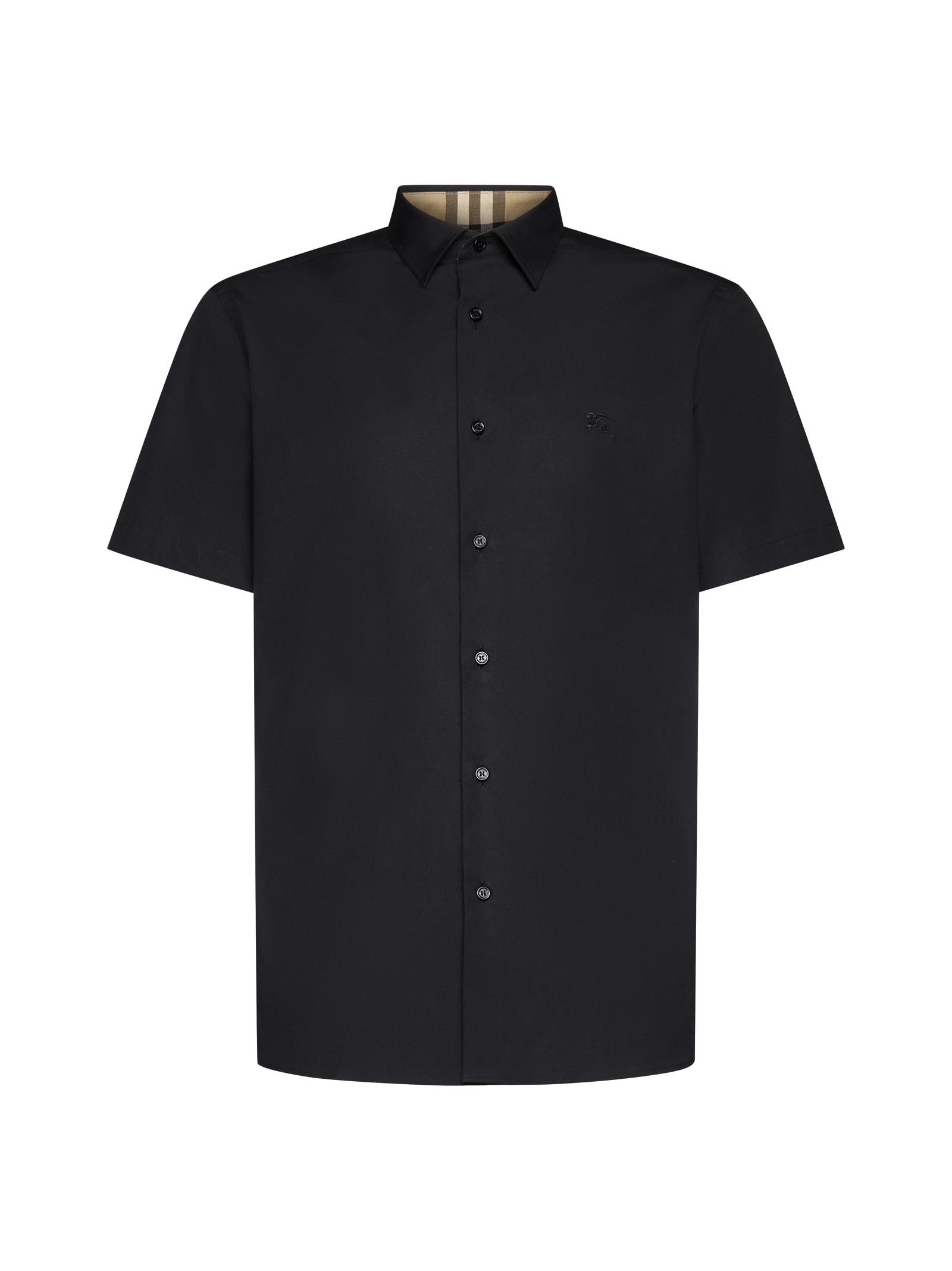Burberry Men's Stretch Poplin Shirt in Black