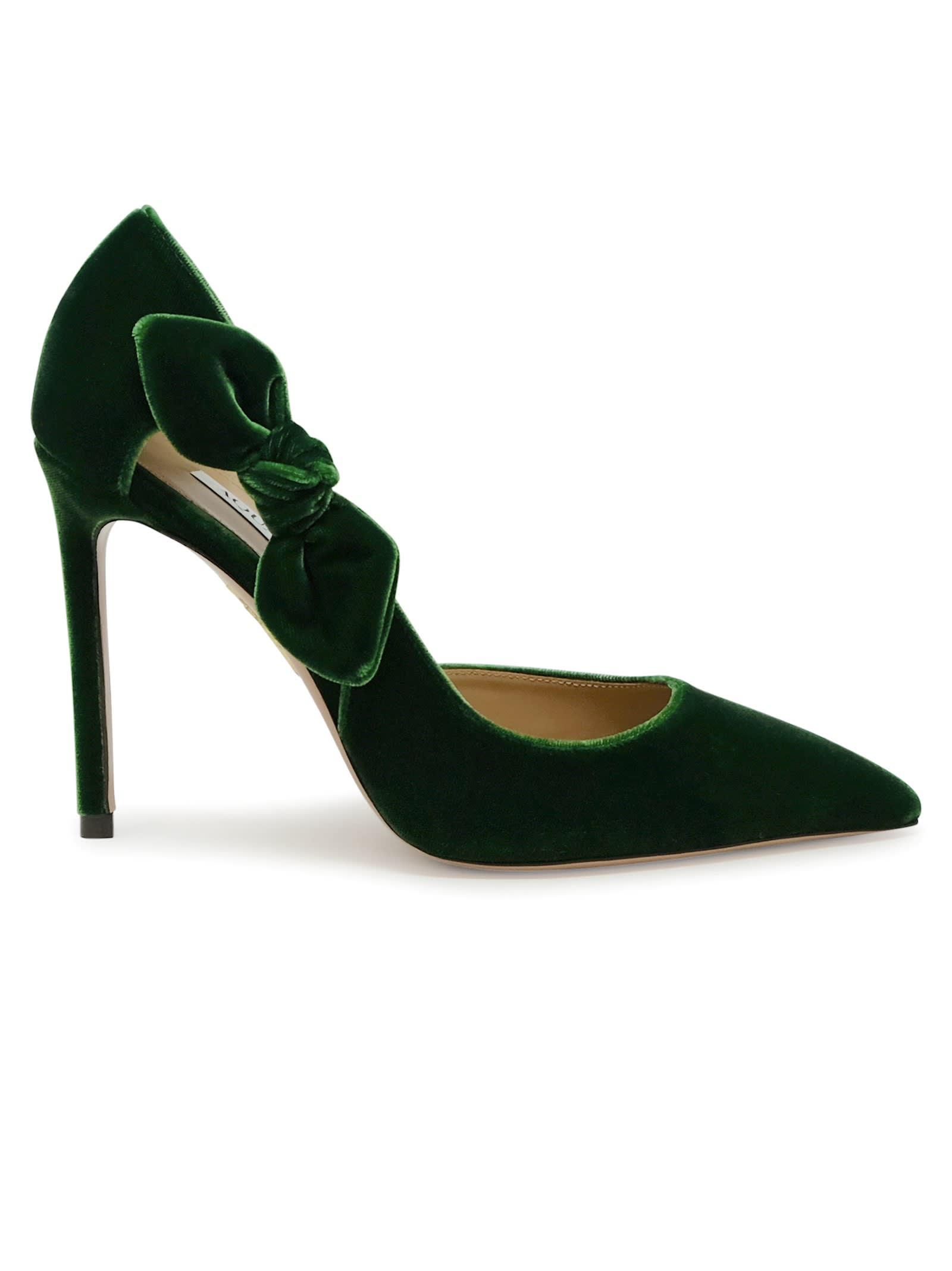 Aquazzura Green Velvet Bow Tie Pump