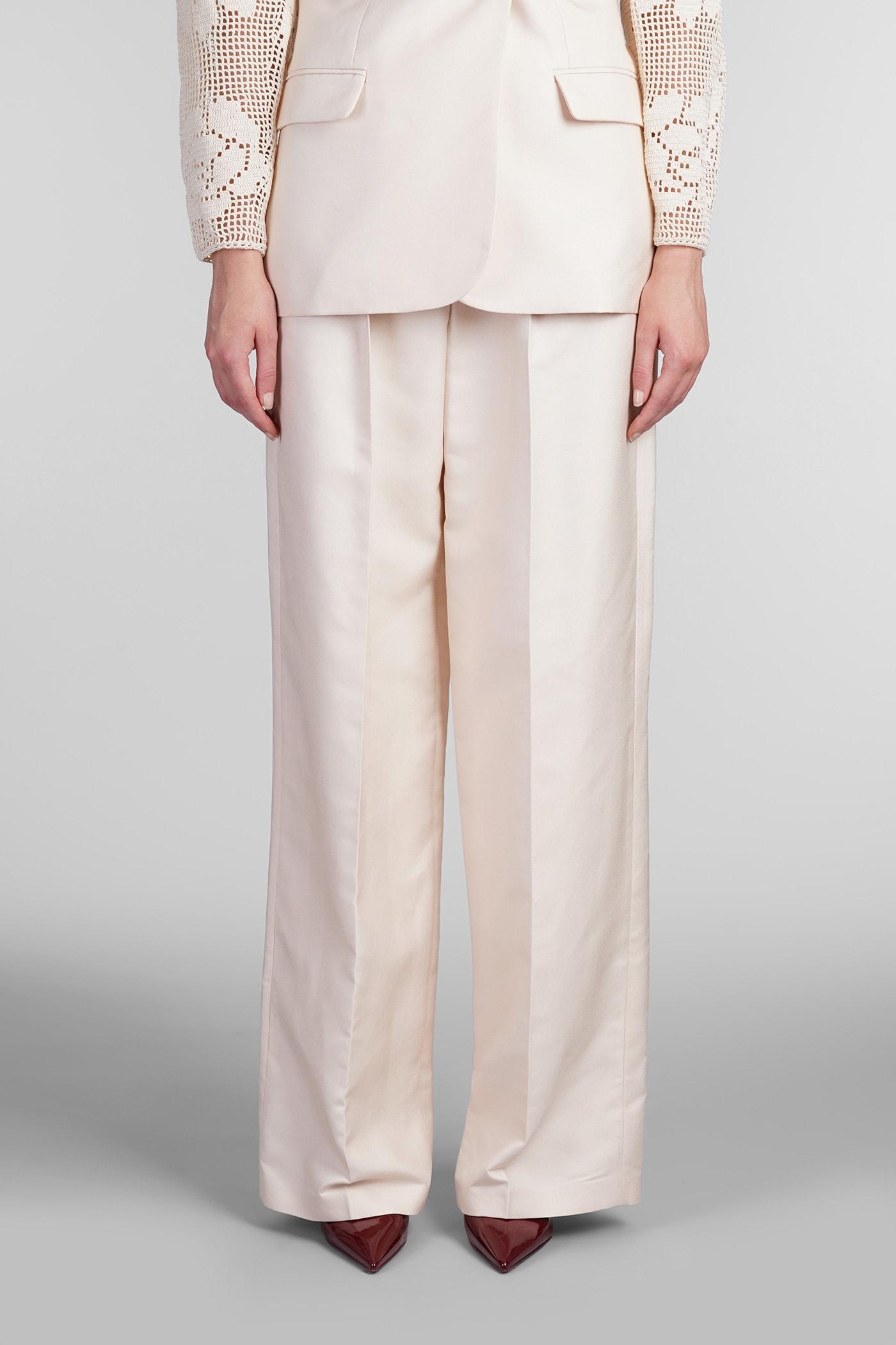 Magda Butrym Pants In Beige Silk