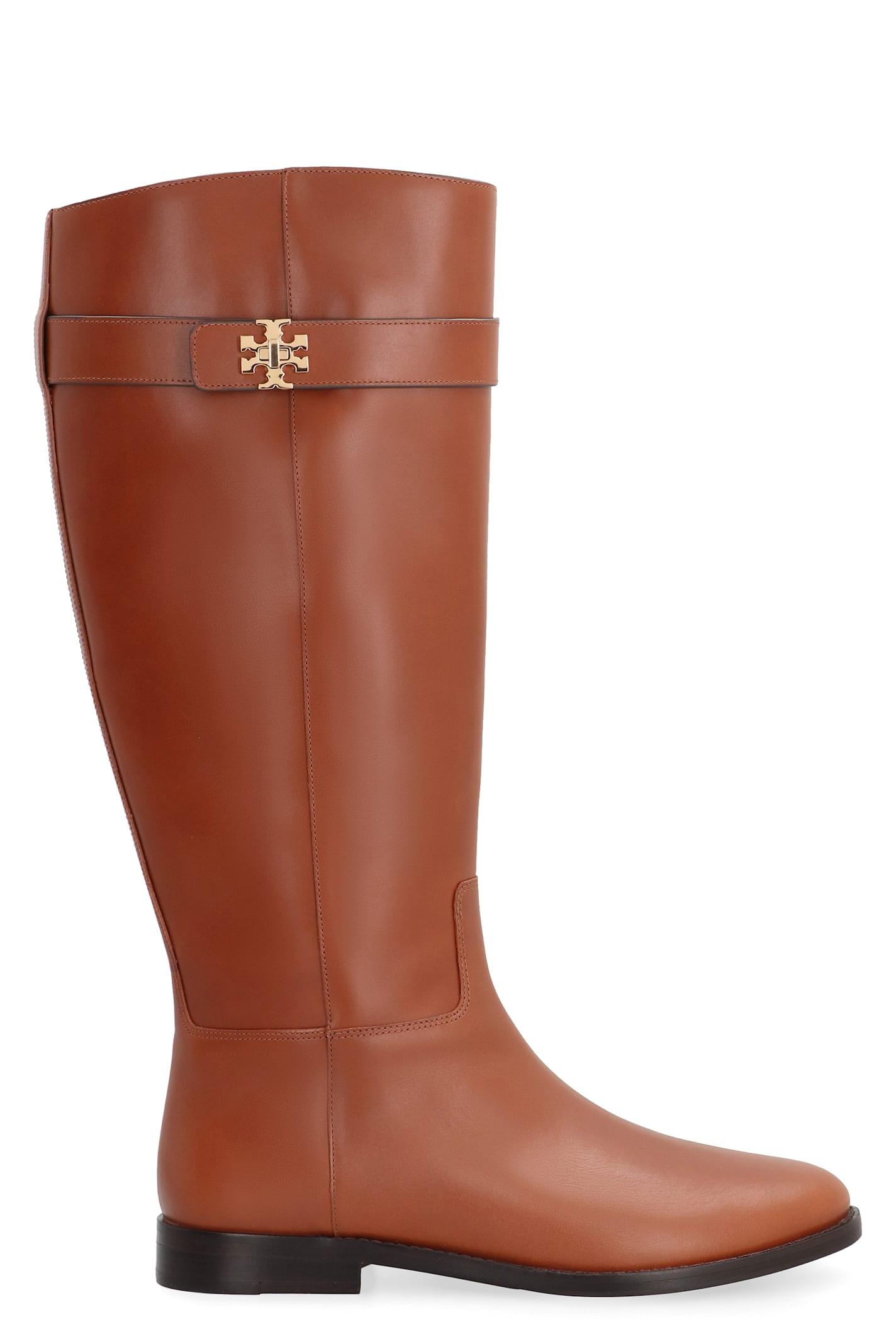 Tory Burch lock Ridin Brown Leather Boots