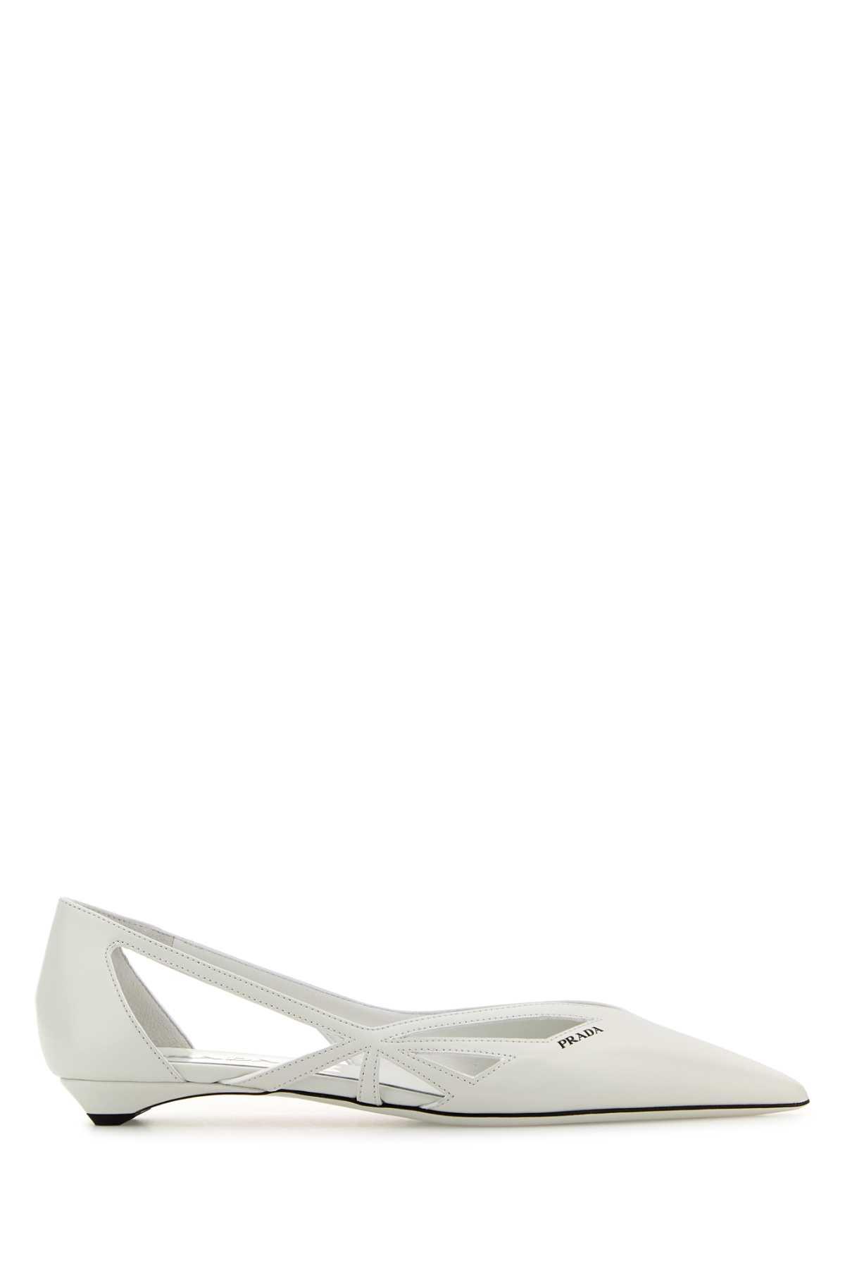Prada White Leather Ballerinas