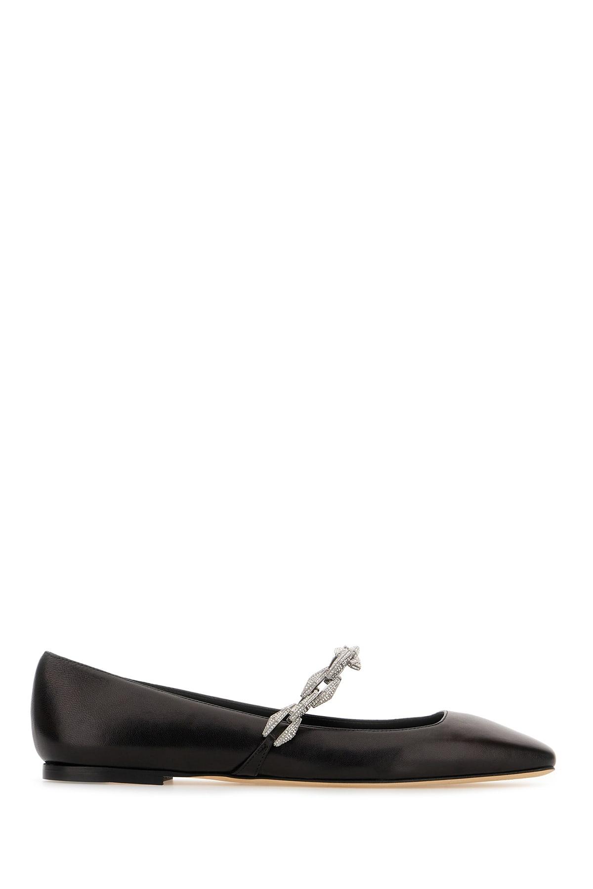Jimmy Choo Black Leather Tilda Ballerinas