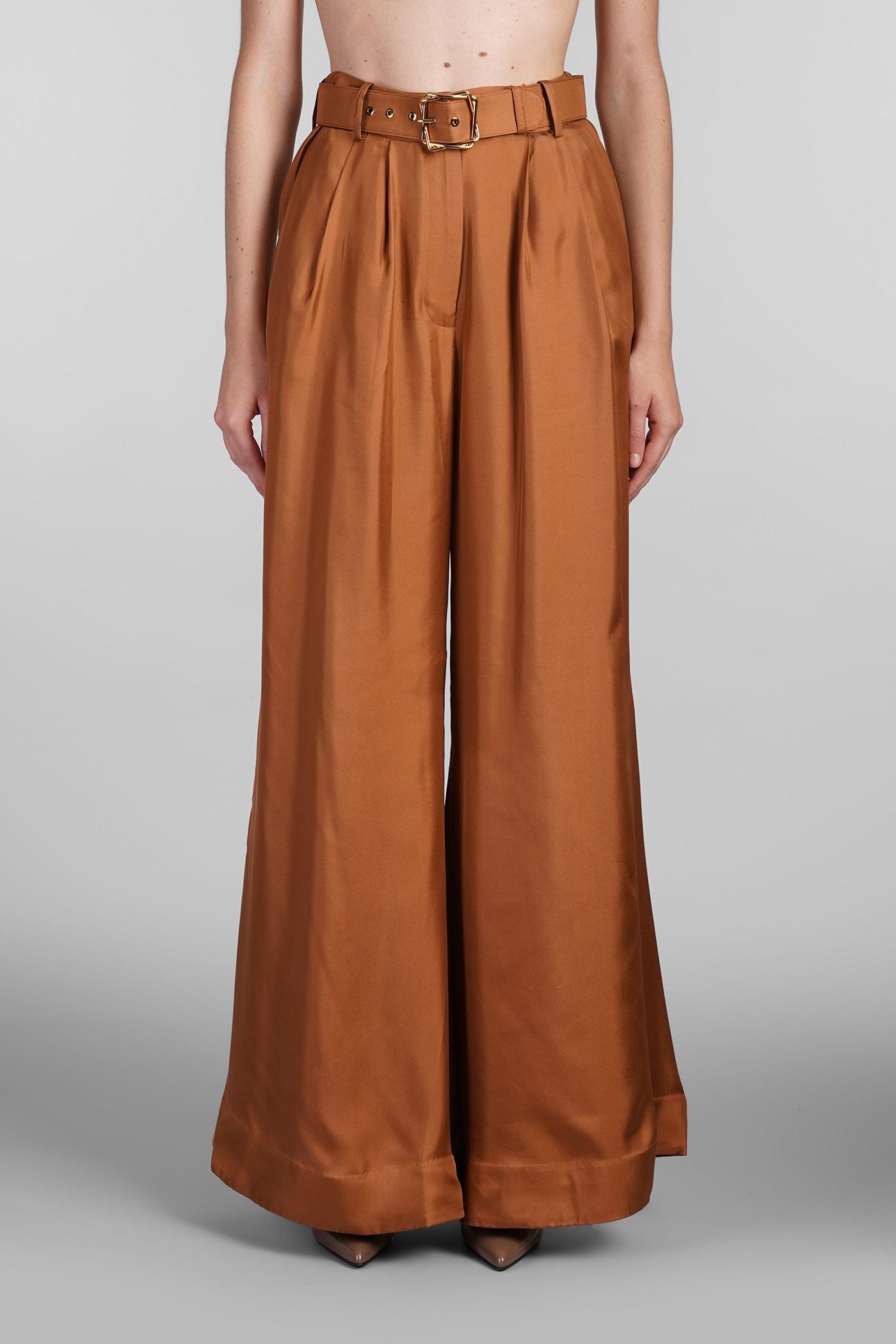 Zimmermann Pants In Brown Silk