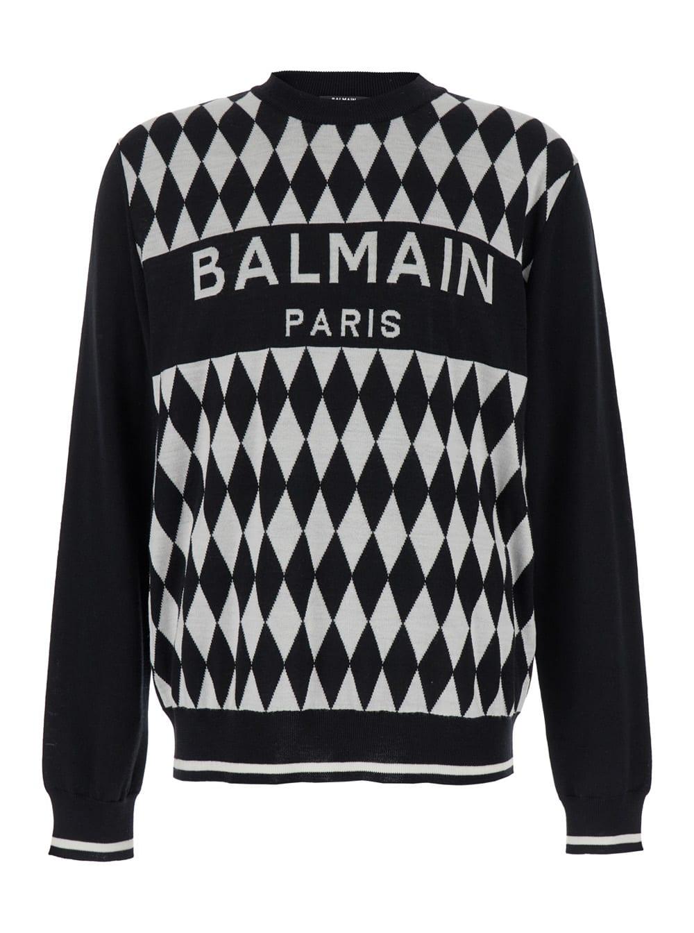 Balmain Diamond Logo Jacquard Sweater