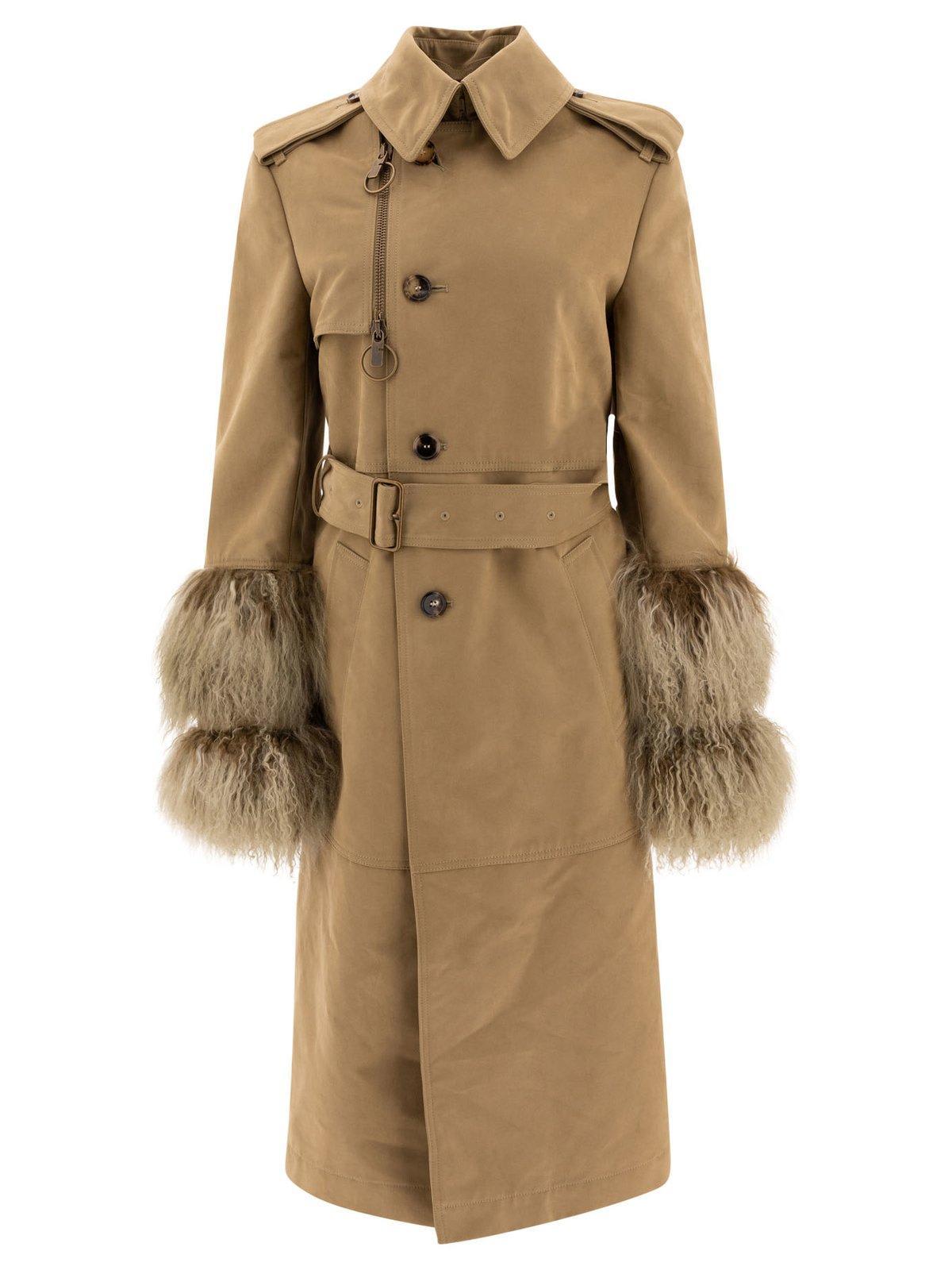Burberry Women's Khaki Cotton Blend Trench Coat