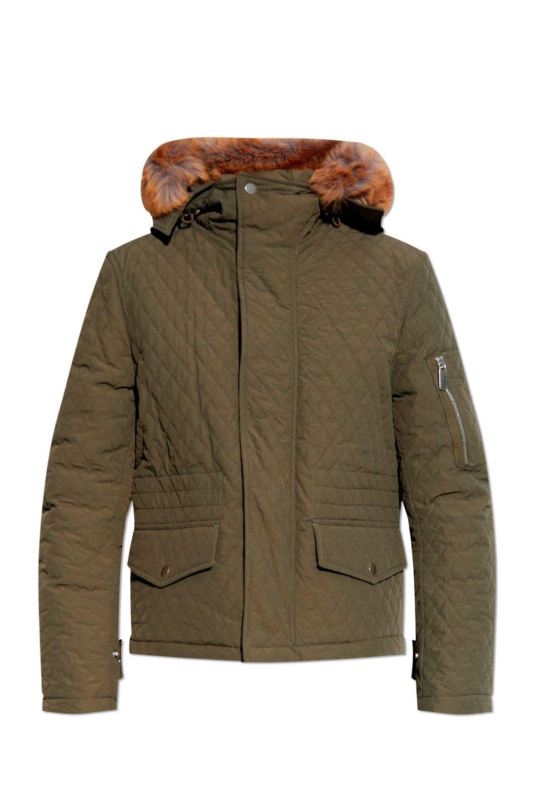 Burberry Bomber Long Sleeved Quilted Hooded Jacket