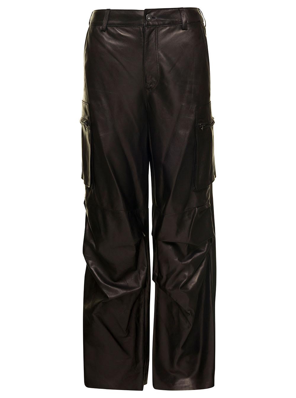 Salvatore Santoro Brown Cargo Pants In Nappa Leather