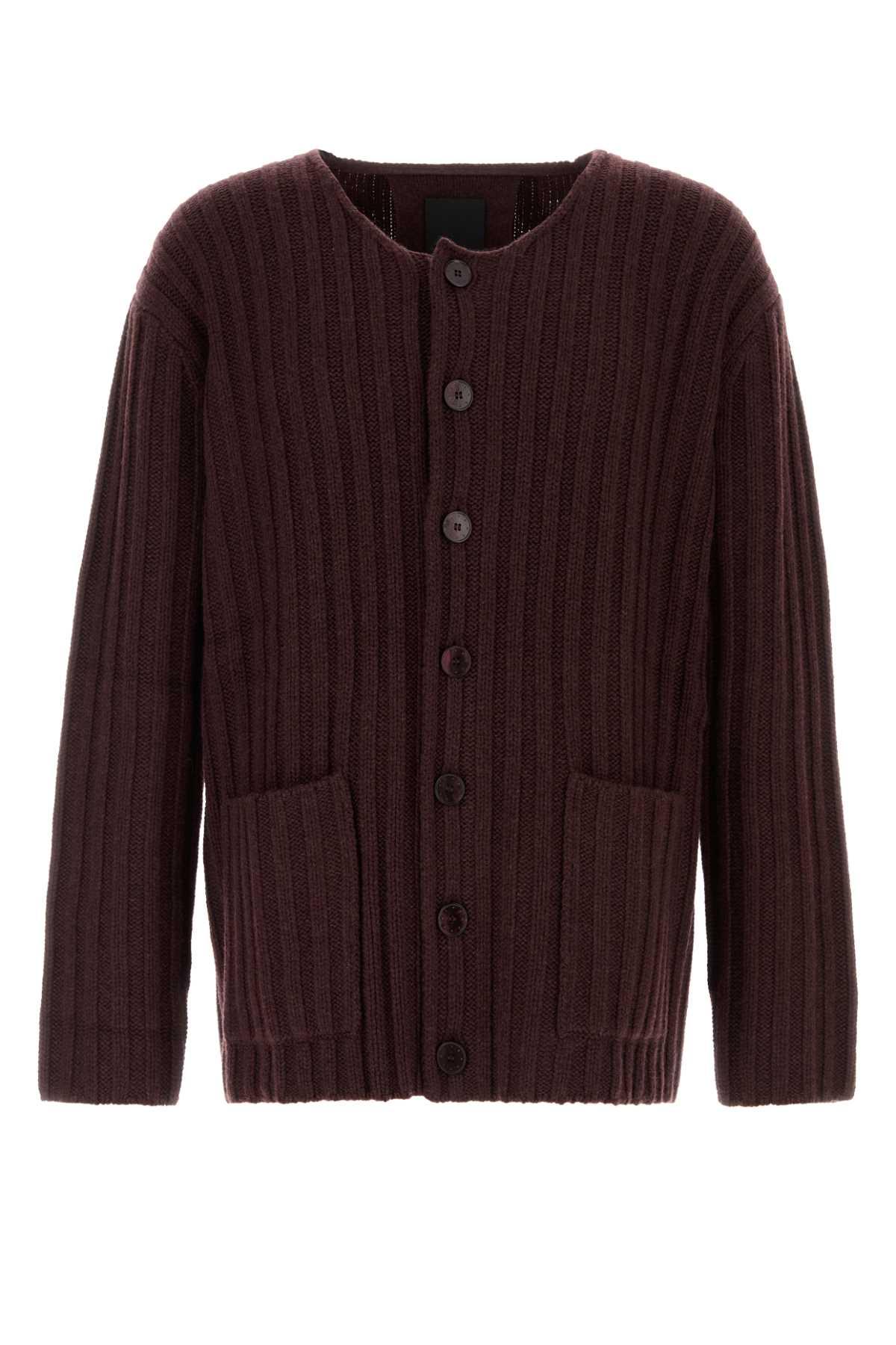 GIVENCHY Burgundy Cashmere Cardigan