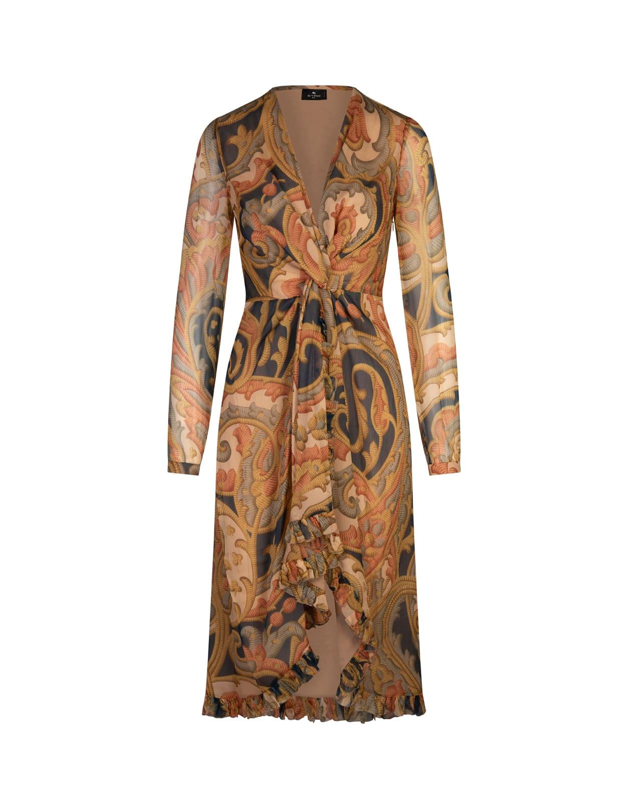 Etro Printed Silk Midi Dress