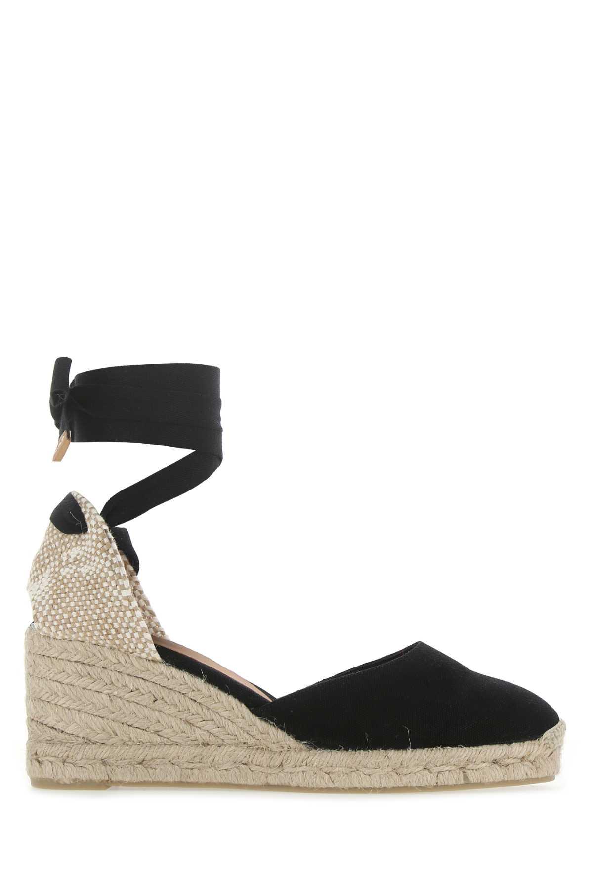 CastaÃ±er Castañer Black Canvas Carina Wedges