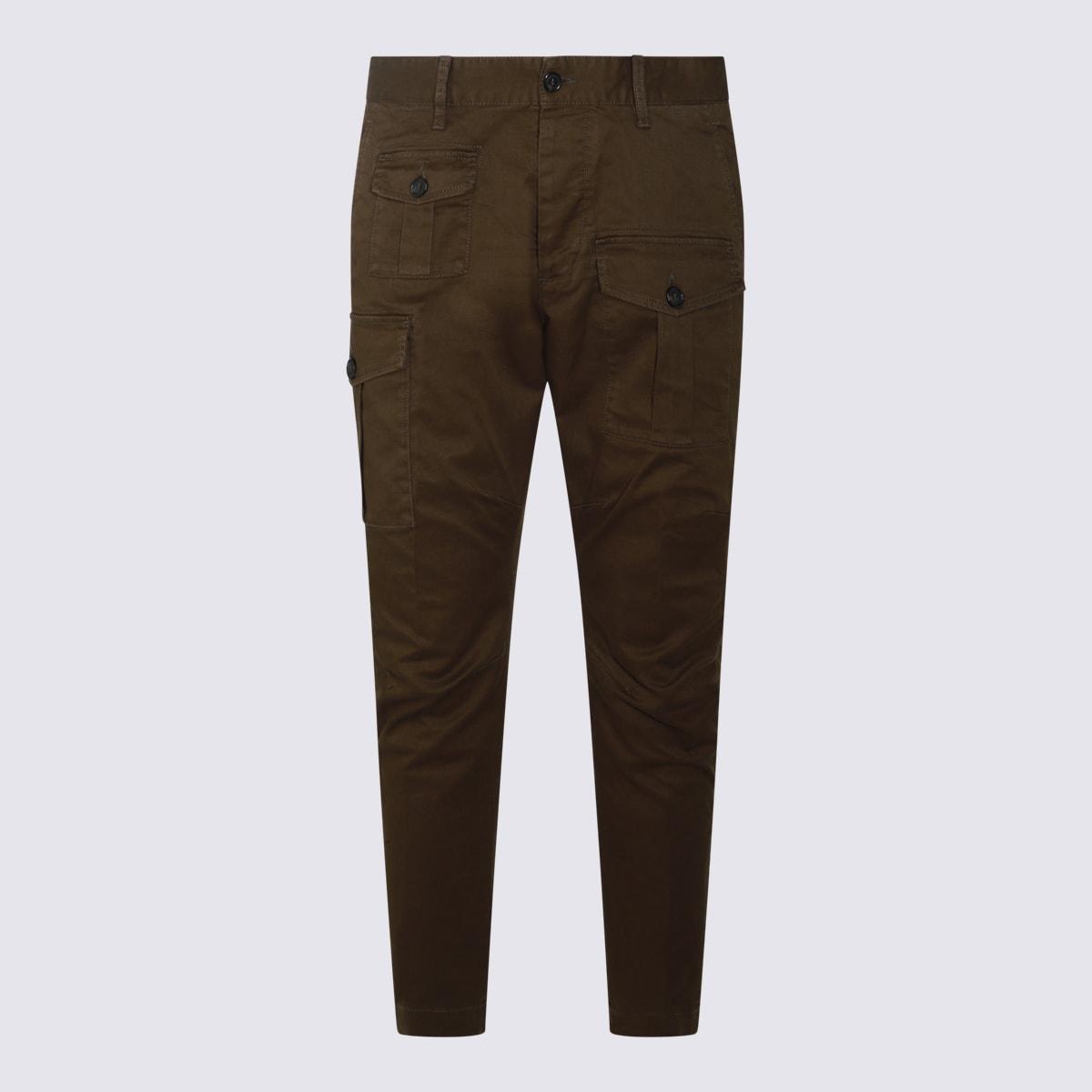 Dsquared2 Olive Cotton Blend Cargo Trousers