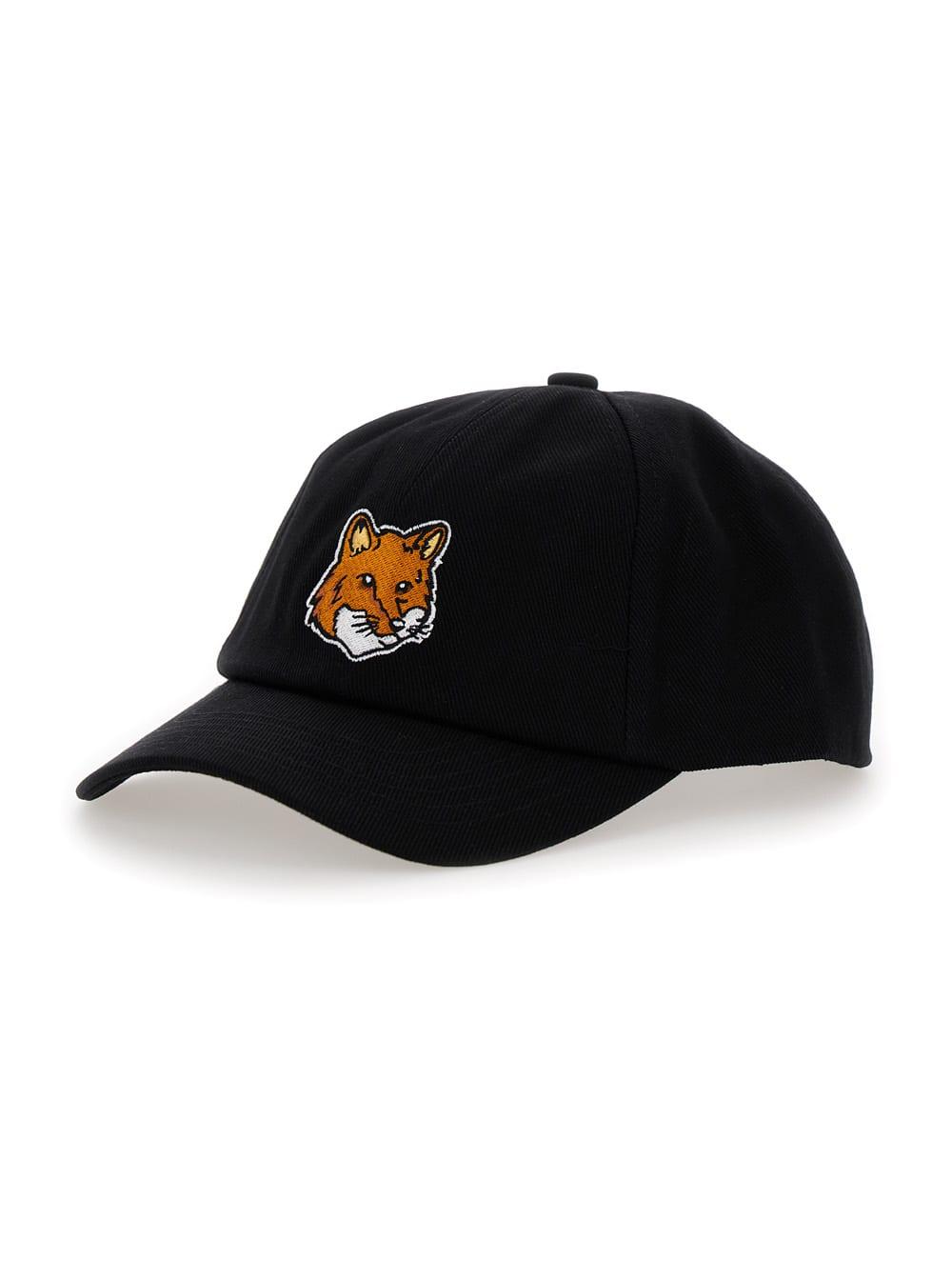 Maison Kitsuné Black Baseball Cap with Fox Head Patch