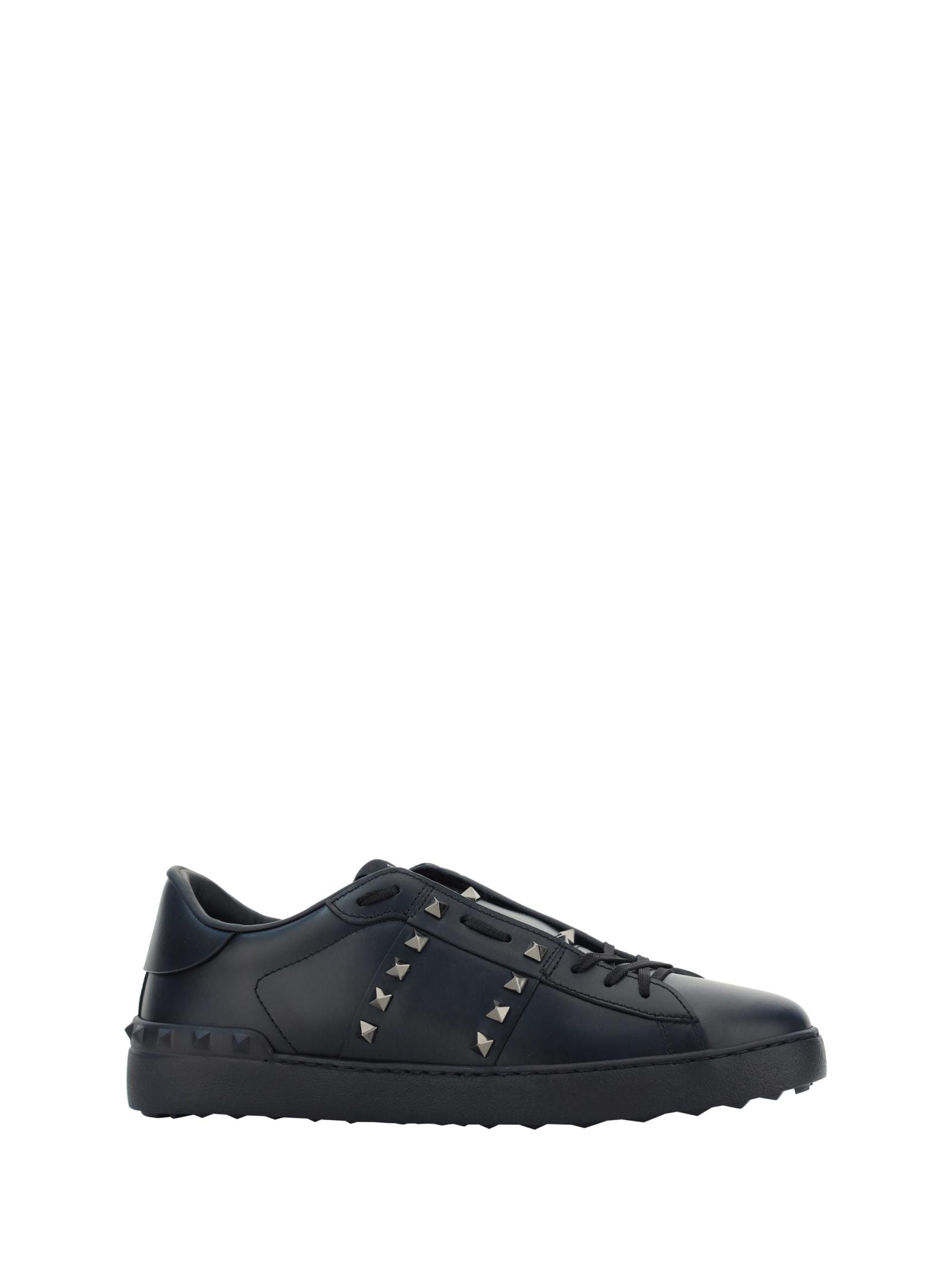 Valentino Garavani Black Leather Rockstud Untitled Sneakers