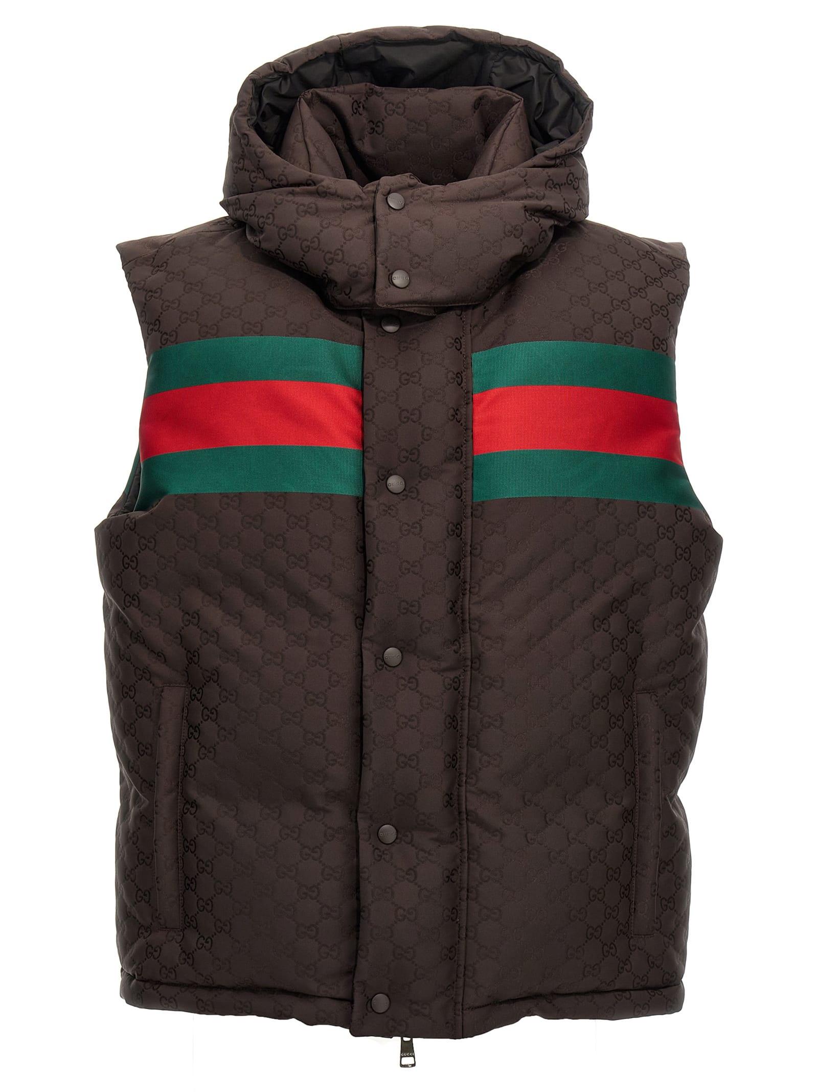 Gucci Women's Dark GG Polyester Blend Sleeveless Down Jacket