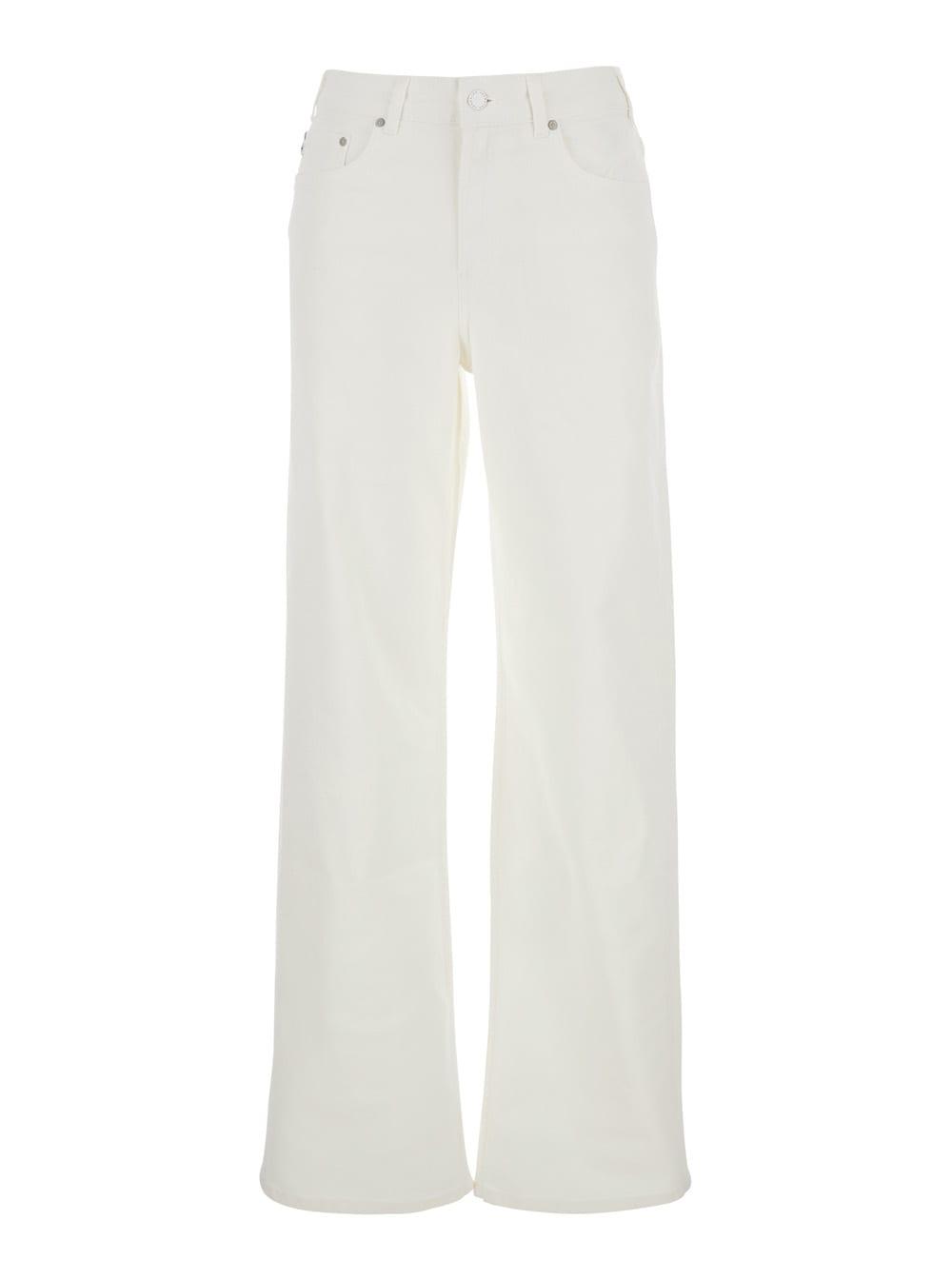 AG Jeans White Jeans With Belt Loops And Logo Patch On The Rear