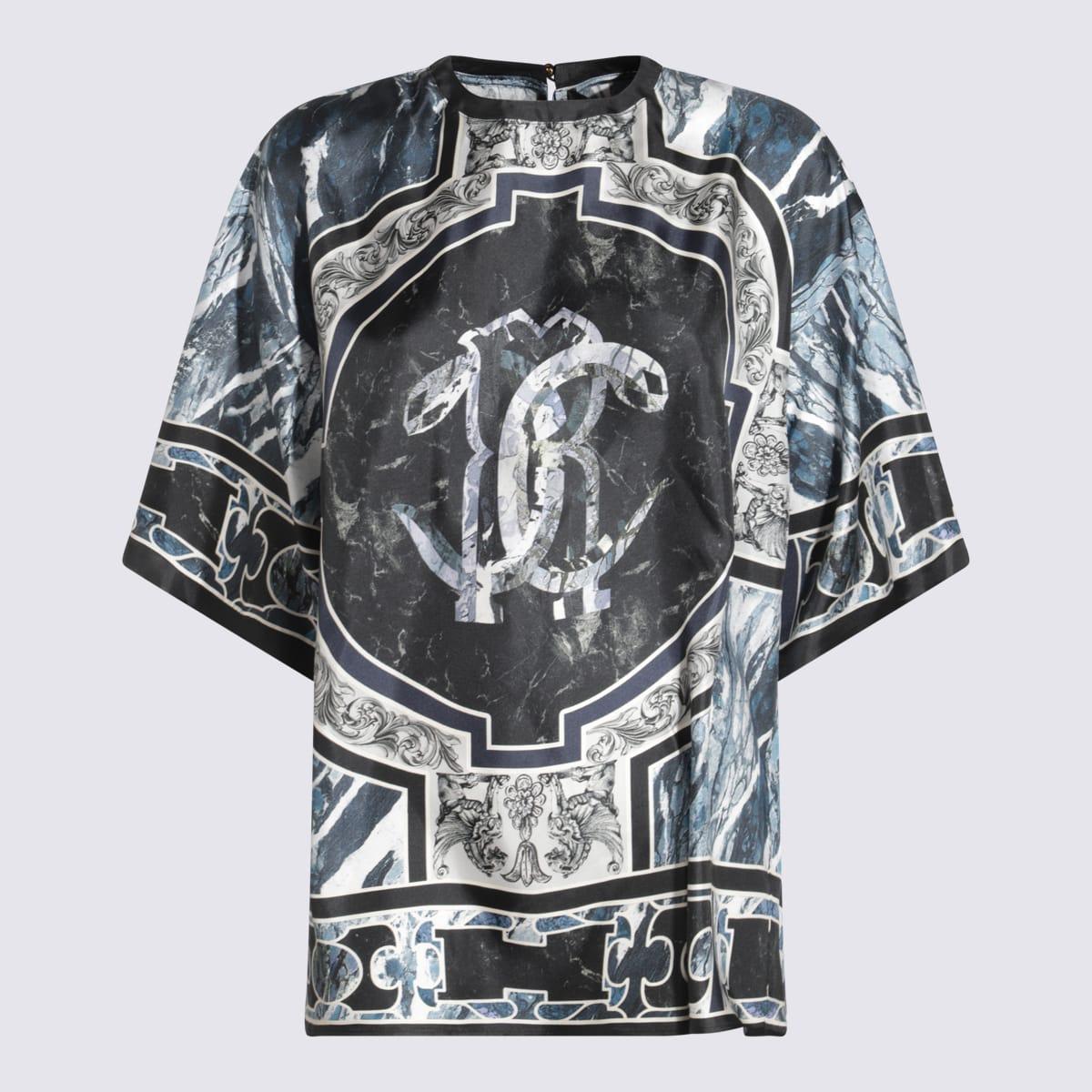 Roberto Cavalli Blue Silk T-shirt