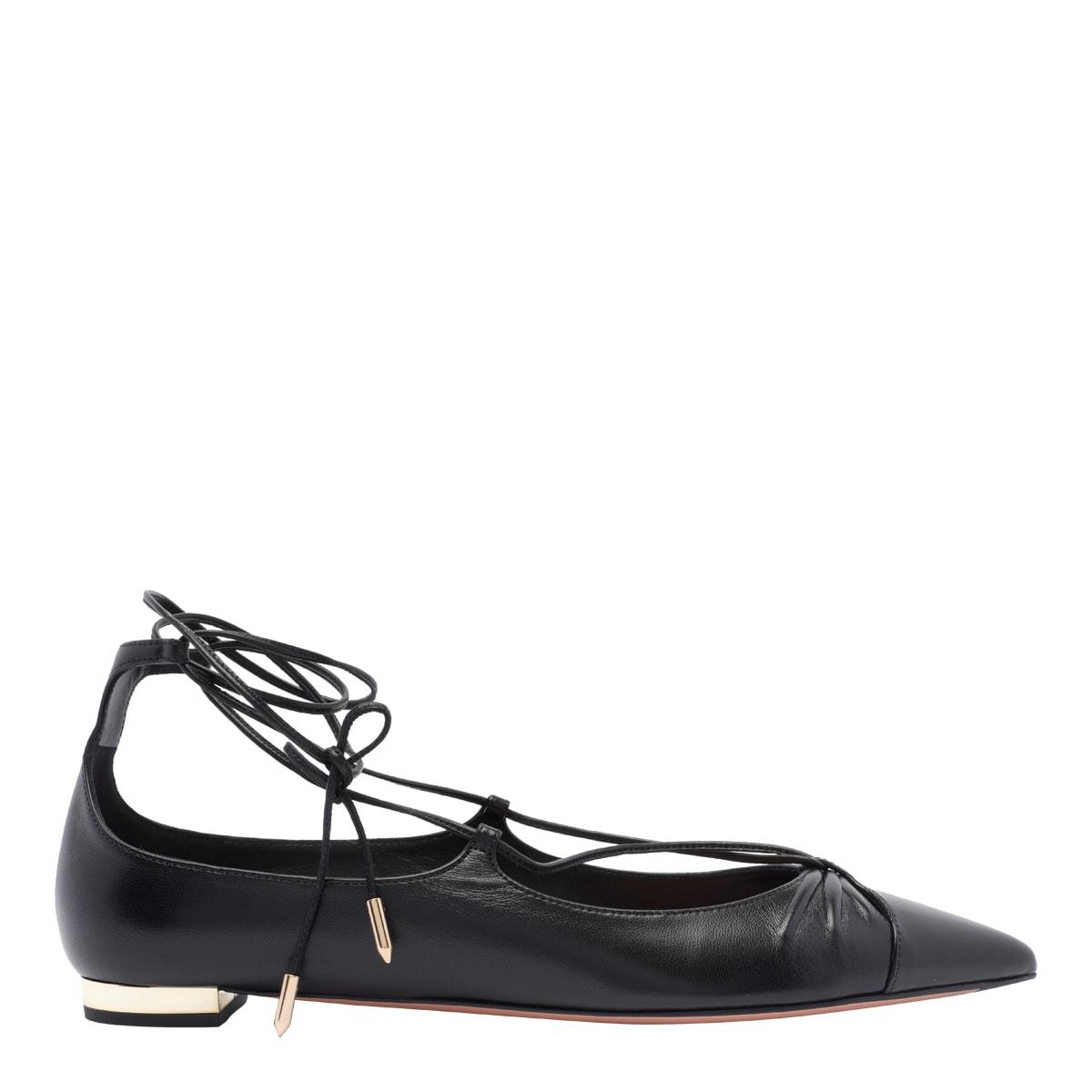 Aquazzura Women's Gabi Pointy-Toe Ballet Flats in Black