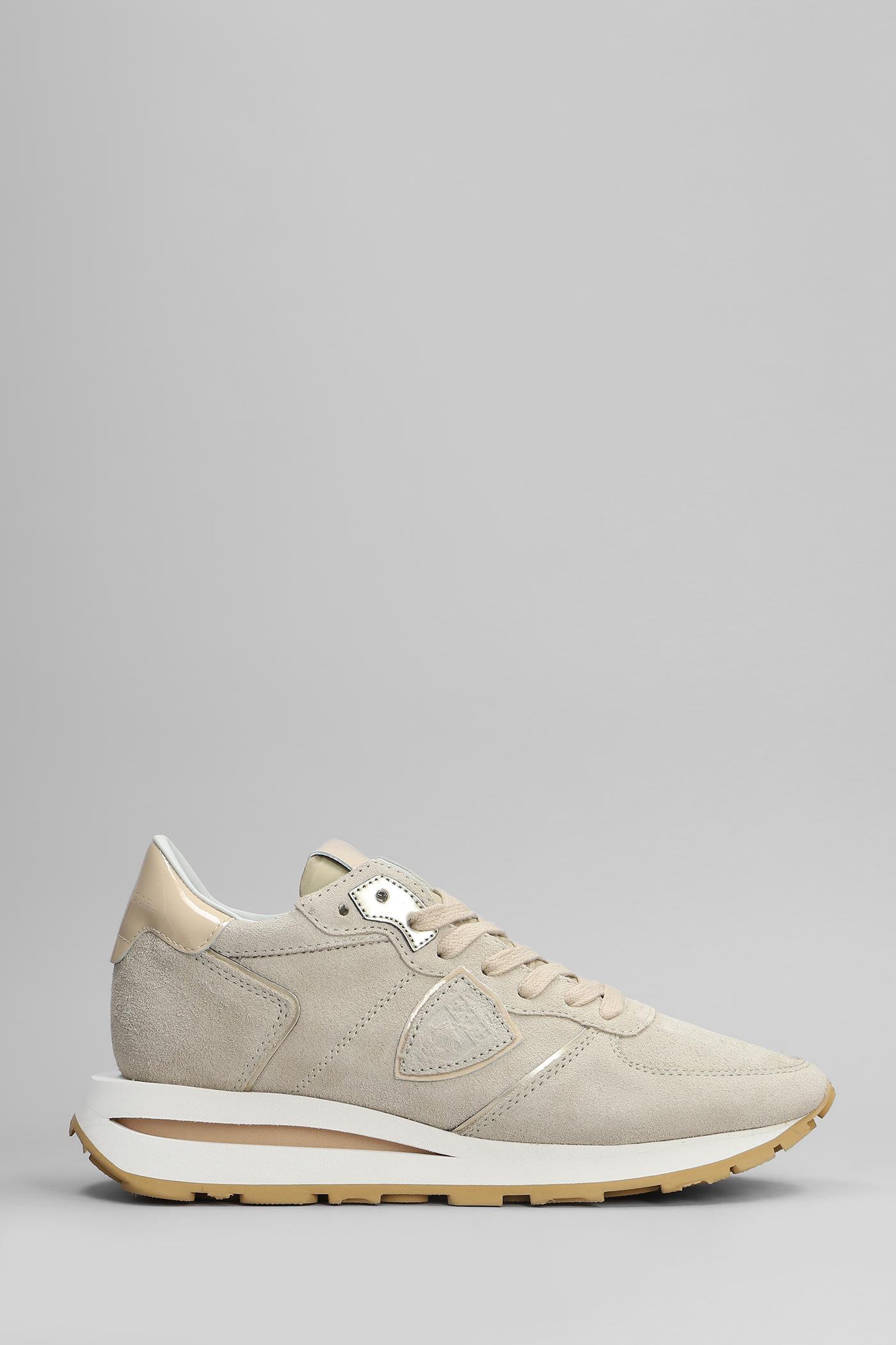 Philippe Model Tropez Haute Sneakers in Beige Suede