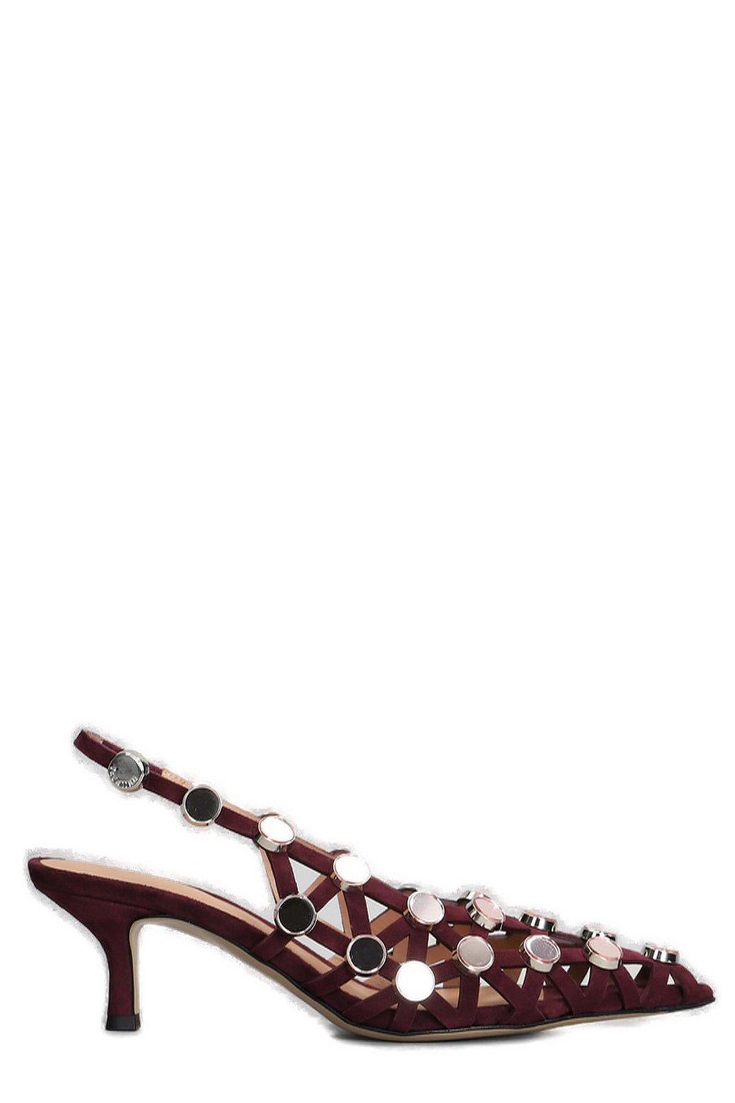 THE ATTICO Attico Grid Pumps in Bordeaux Suede